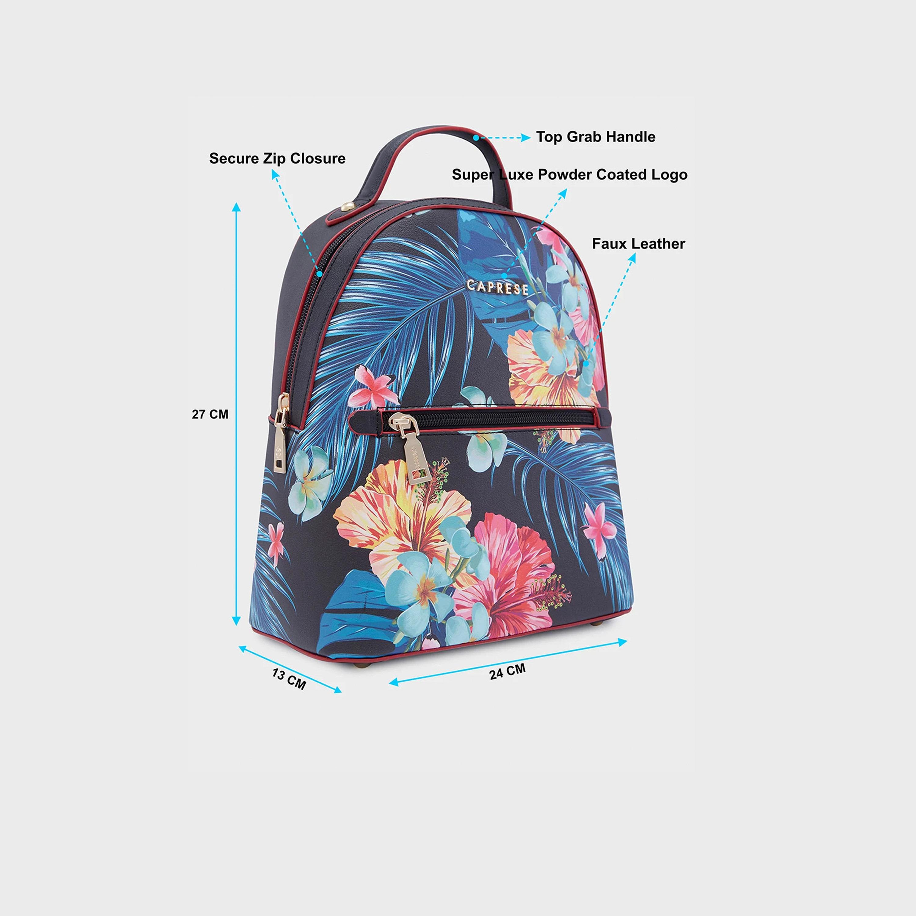 Caprese Printed Top Handle Mini Backpack with Zipper Closure and Adjustable Strap | 24 x 13 x 27 cm cm-travel-luggagesandbags-backpacks-image-2