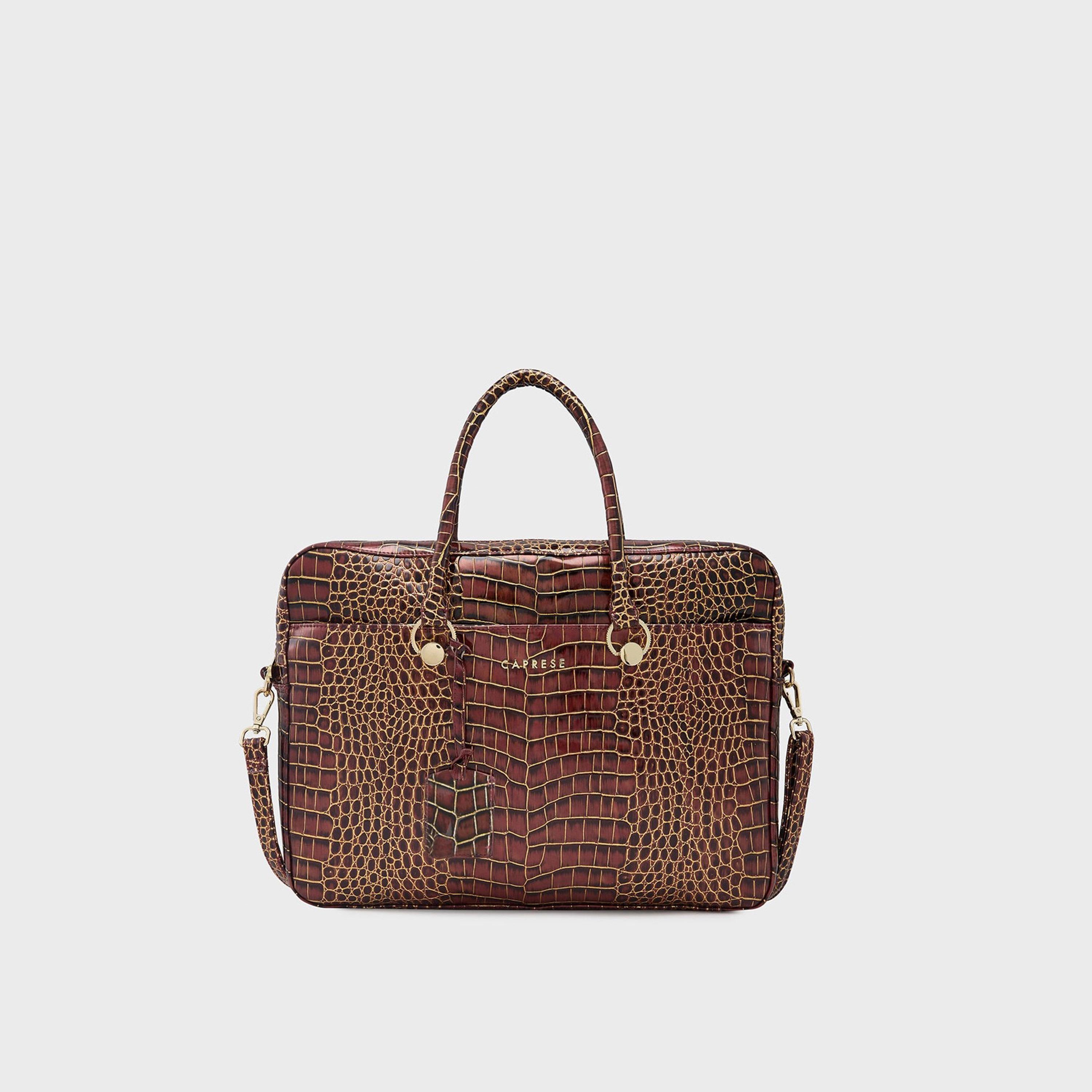 Caprese Animal Print Double-Handle Laptop Bag with Zipper Closure and Detachable Strap | 51 x 34 x 17 cm-women-bagsandwallets-handbags-image-1