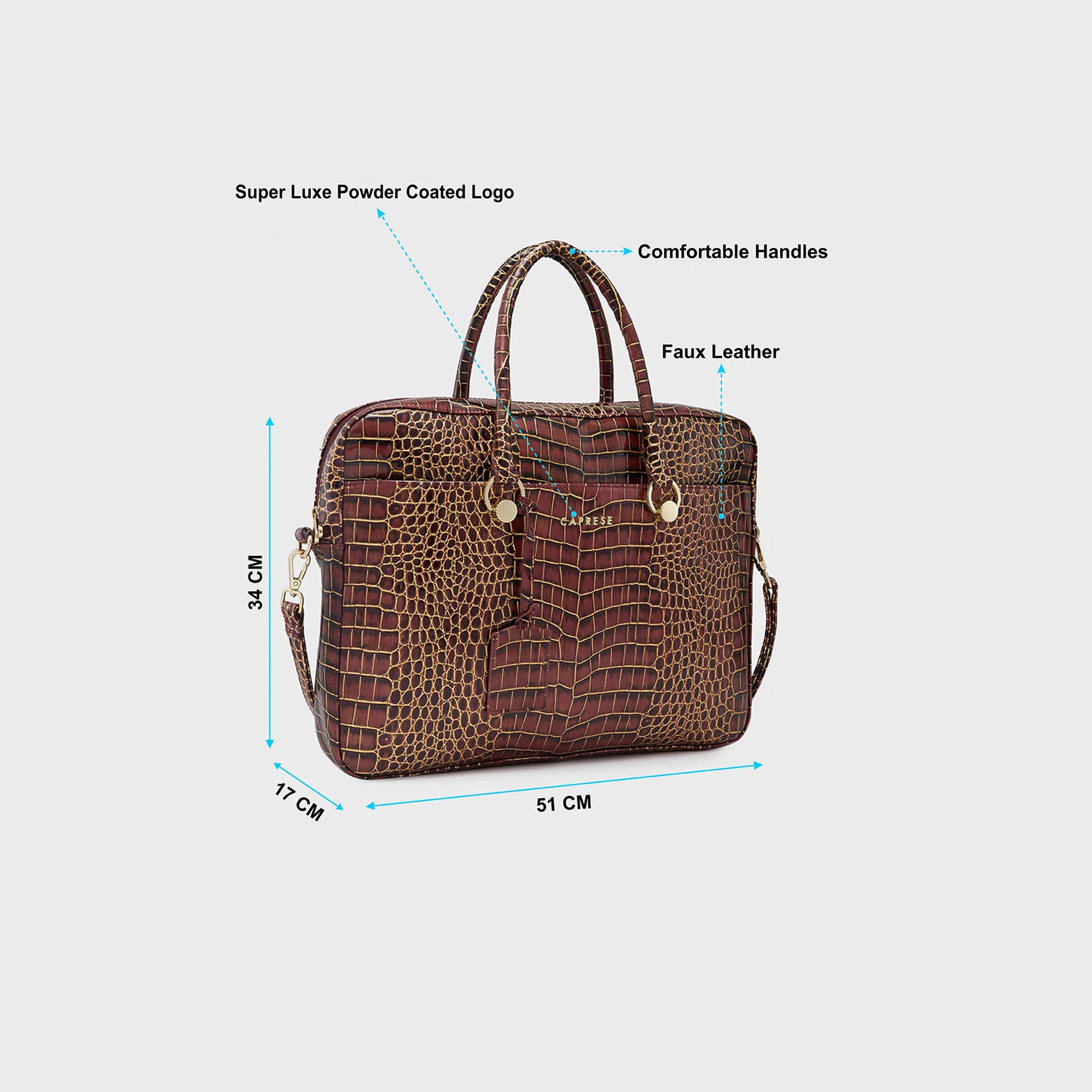 Caprese Animal Print Double-Handle Laptop Bag with Zipper Closure and Detachable Strap | 51 x 34 x 17 cm-women-bagsandwallets-handbags-image-6