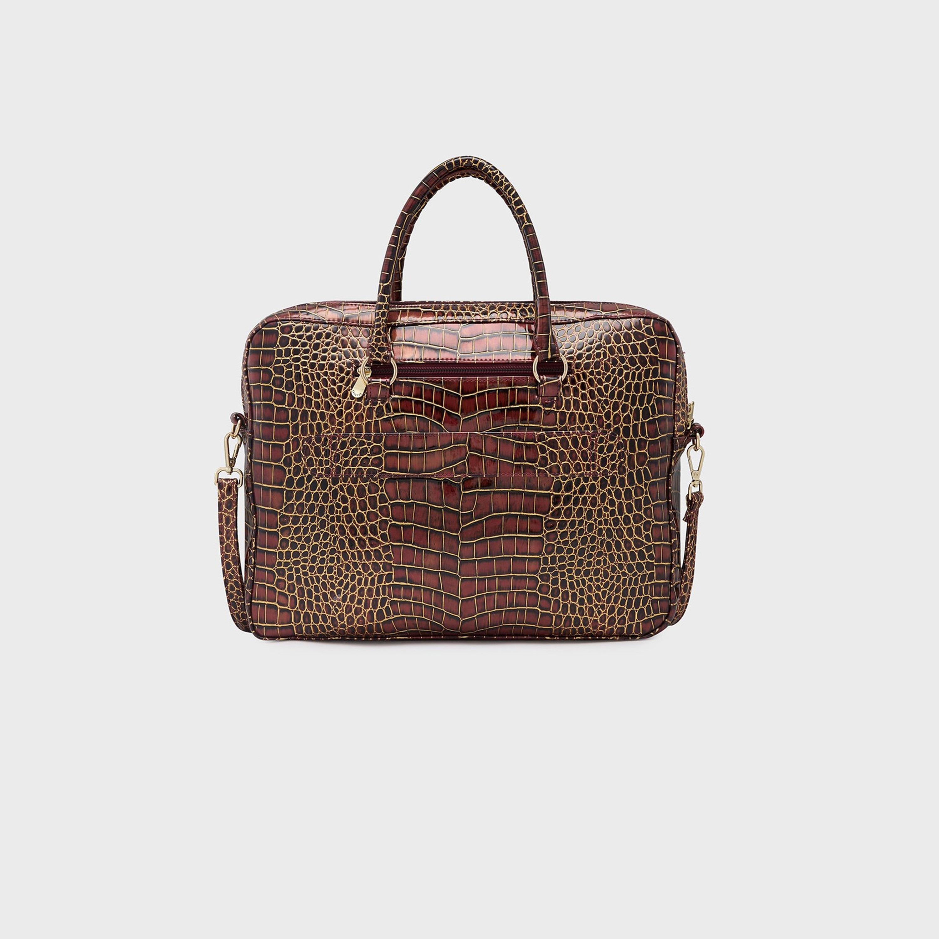 Caprese Animal Print Double-Handle Laptop Bag with Zipper Closure and Detachable Strap | 51 x 34 x 17 cm-women-bagsandwallets-handbags-image-7