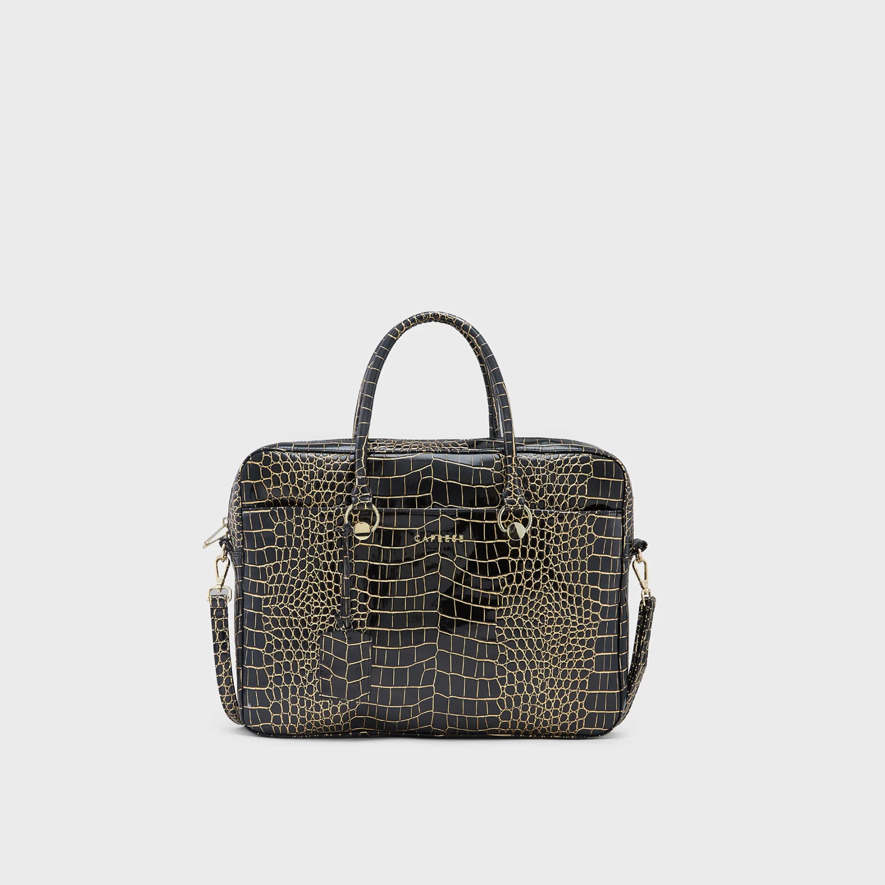 Caprese Animal Print Double-Handle Laptop Bag with Zipper Closure and Detachable Strap | 51 x 34 x 17 cm-women-bagsandwallets-handbags-image-1