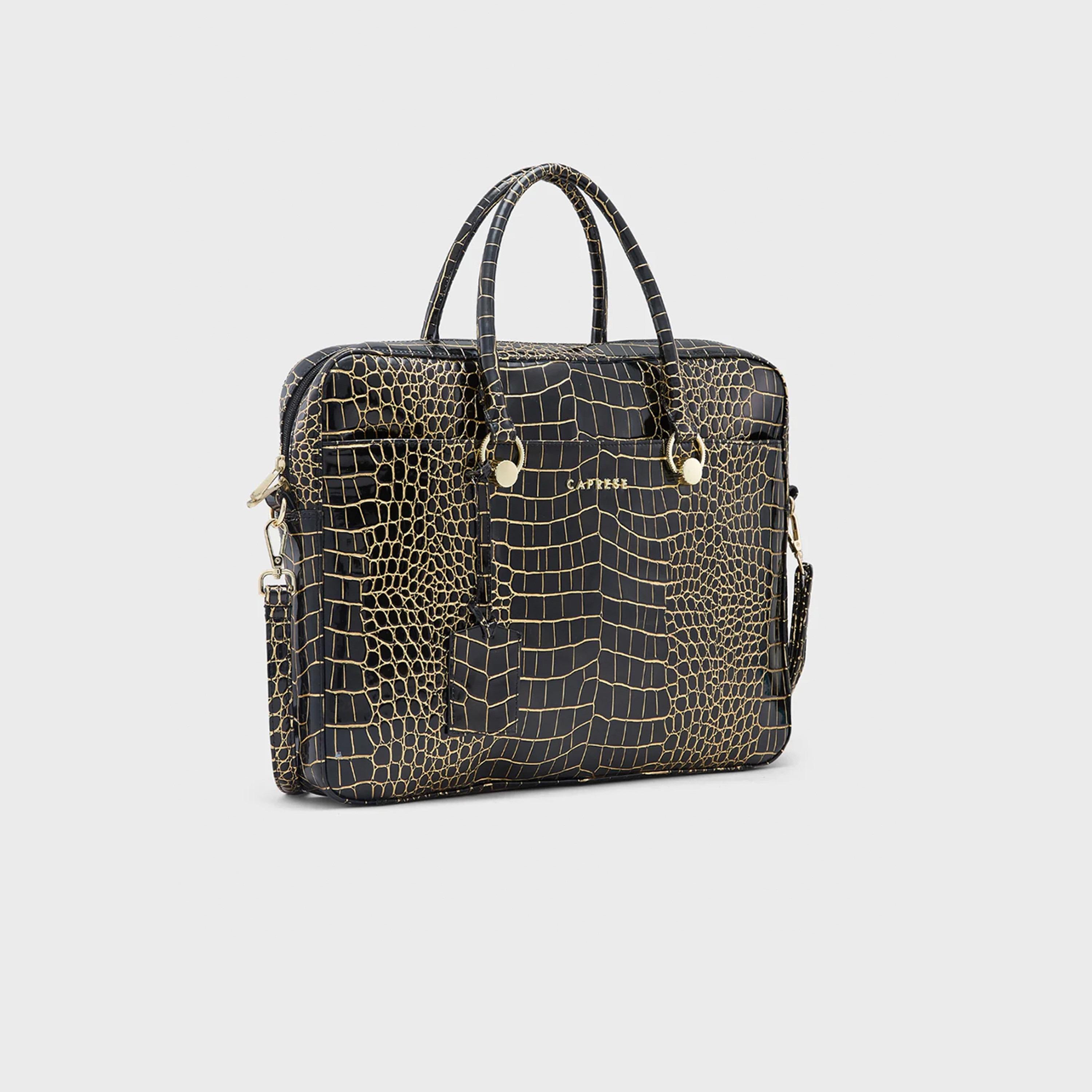 Caprese Animal Print Double-Handle Laptop Bag with Zipper Closure and Detachable Strap | 51 x 34 x 17 cm-women-bagsandwallets-handbags-image-5