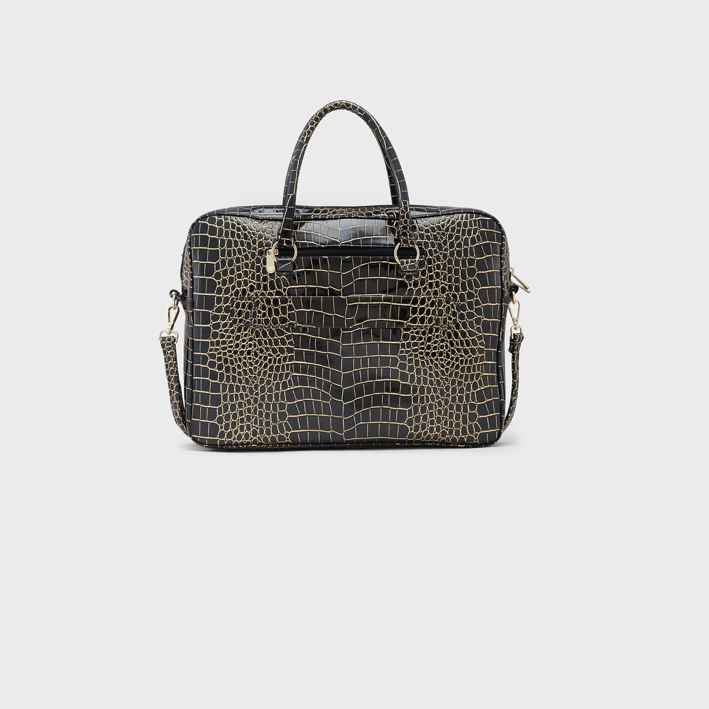 Caprese Animal Print Double-Handle Laptop Bag with Zipper Closure and Detachable Strap | 51 x 34 x 17 cm-women-bagsandwallets-handbags-image-7