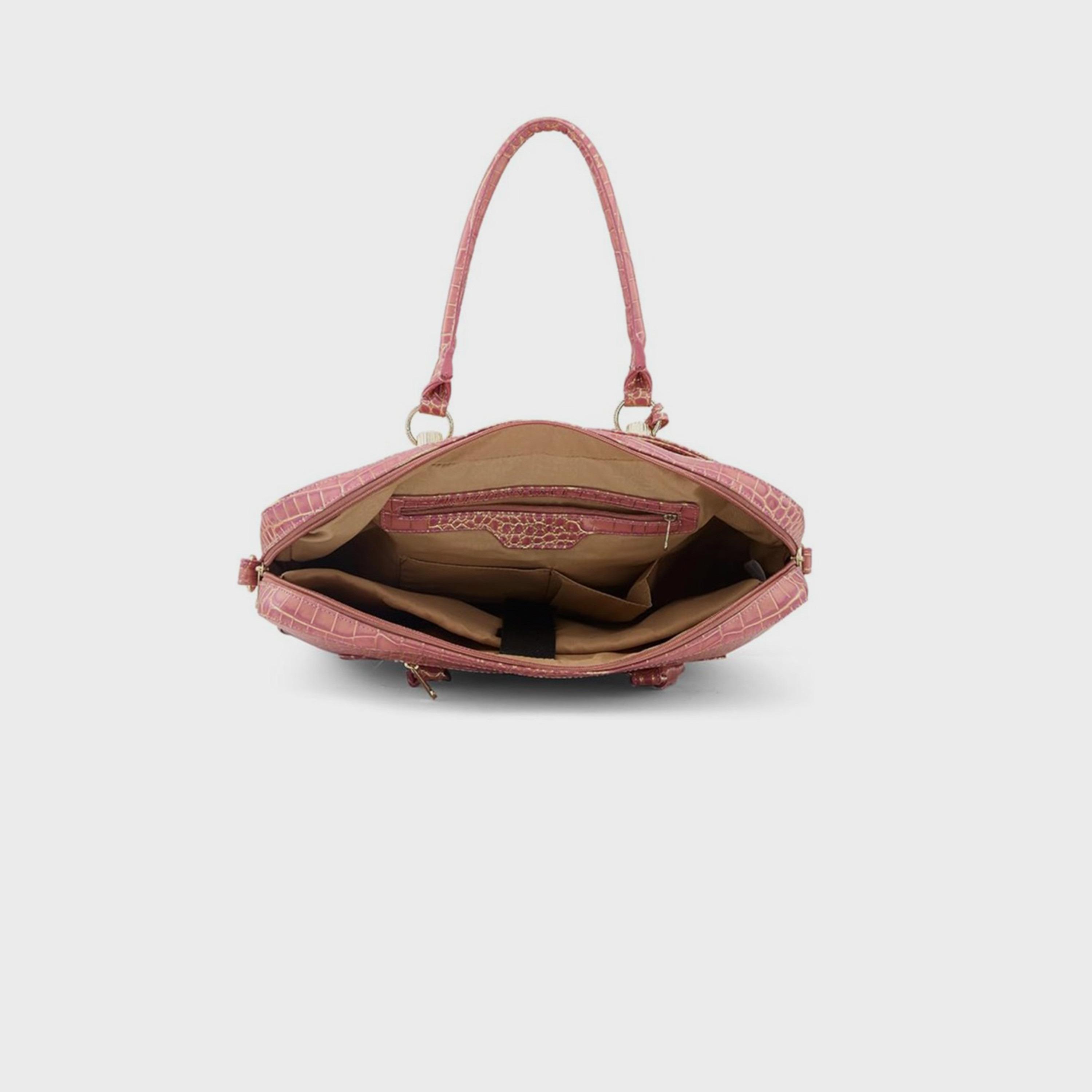 Caprese Animal Print Double-Handle Laptop Bag with Zipper Closure and Detachable Strap | 51 x 34 x 17 cm-women-bagsandwallets-handbags-image-3