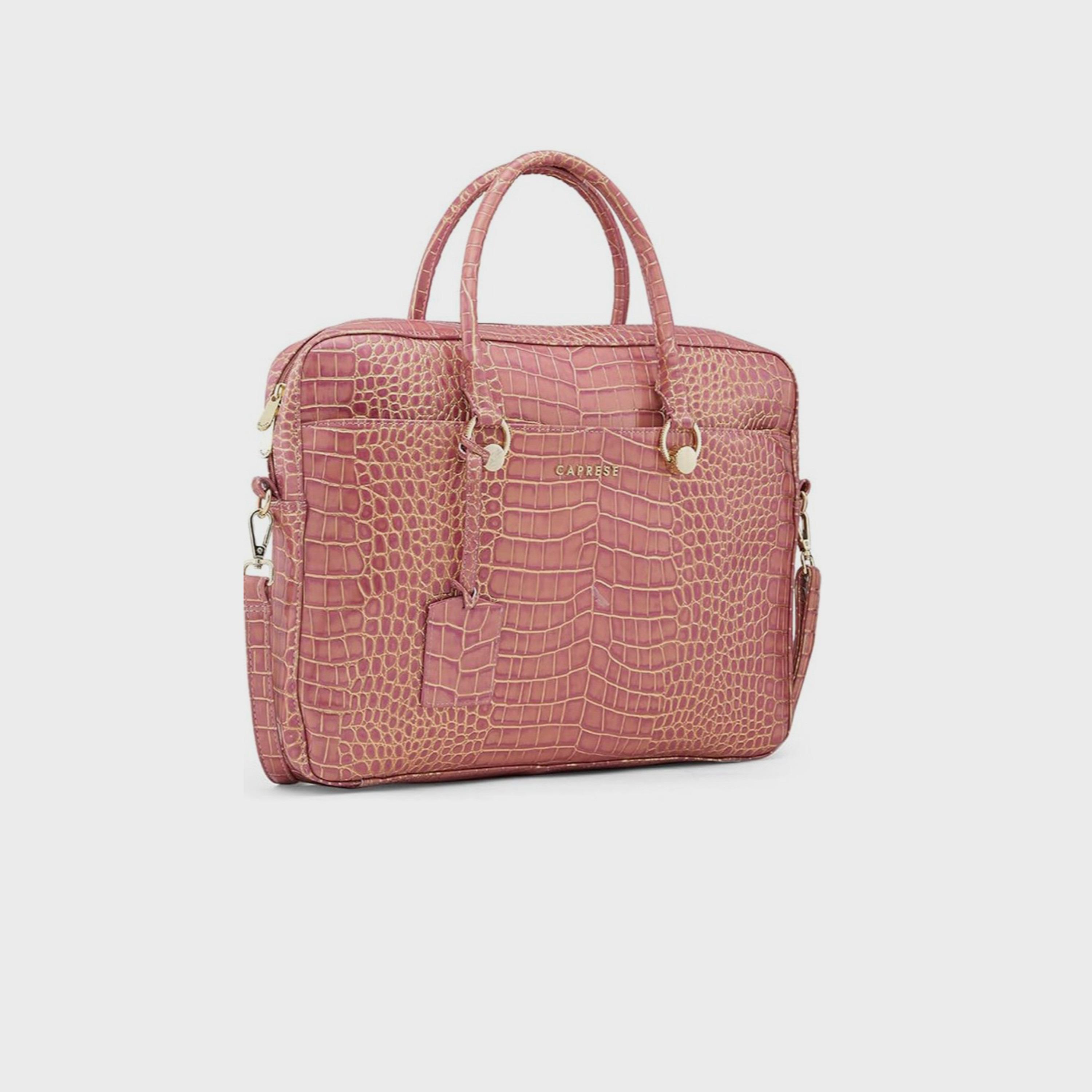 Caprese Animal Print Double-Handle Laptop Bag with Zipper Closure and Detachable Strap | 51 x 34 x 17 cm-women-bagsandwallets-handbags-image-5