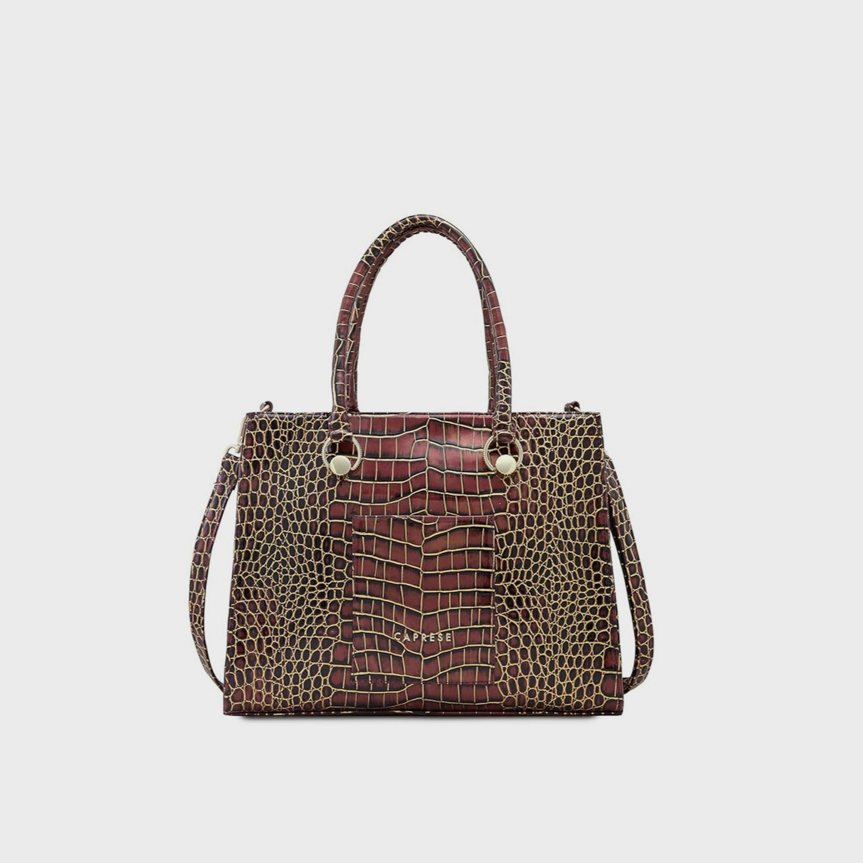 Caprese Animal Print Double-Handle Shoulder Bag with Zipper Closure and Detachable Strap | 47 x 25 x 14 cm-women-bagsandwallets-handbags-image-1
