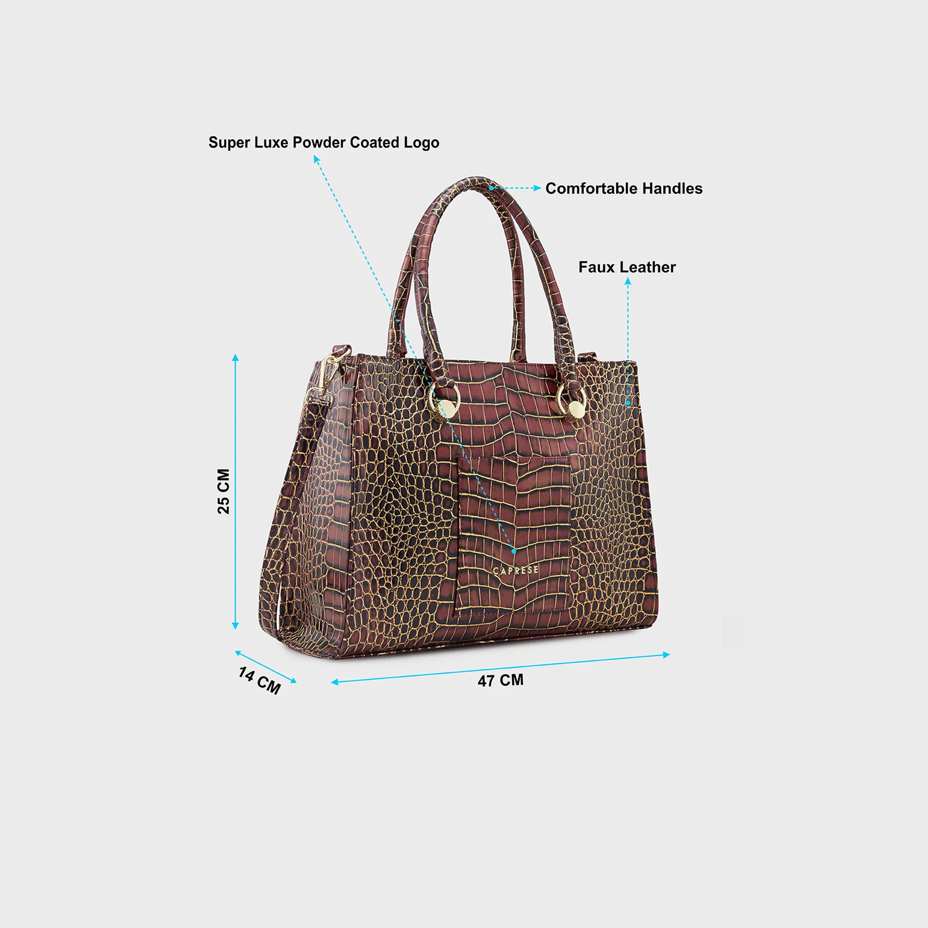Caprese Animal Print Double-Handle Shoulder Bag with Zipper Closure and Detachable Strap | 47 x 25 x 14 cm-women-bagsandwallets-handbags-image-4