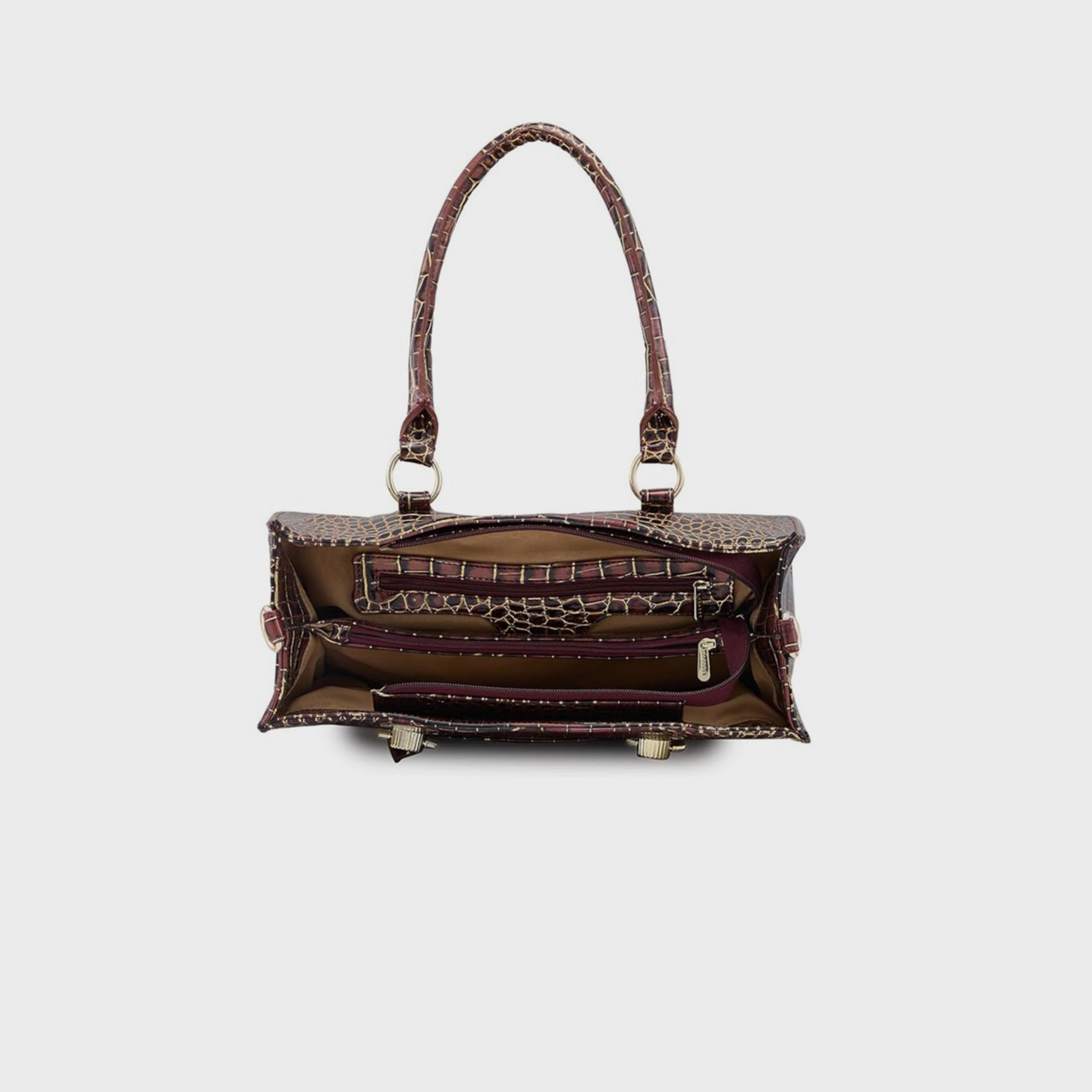 Caprese Animal Print Double-Handle Shoulder Bag with Zipper Closure and Detachable Strap | 47 x 25 x 14 cm-women-bagsandwallets-handbags-image-5