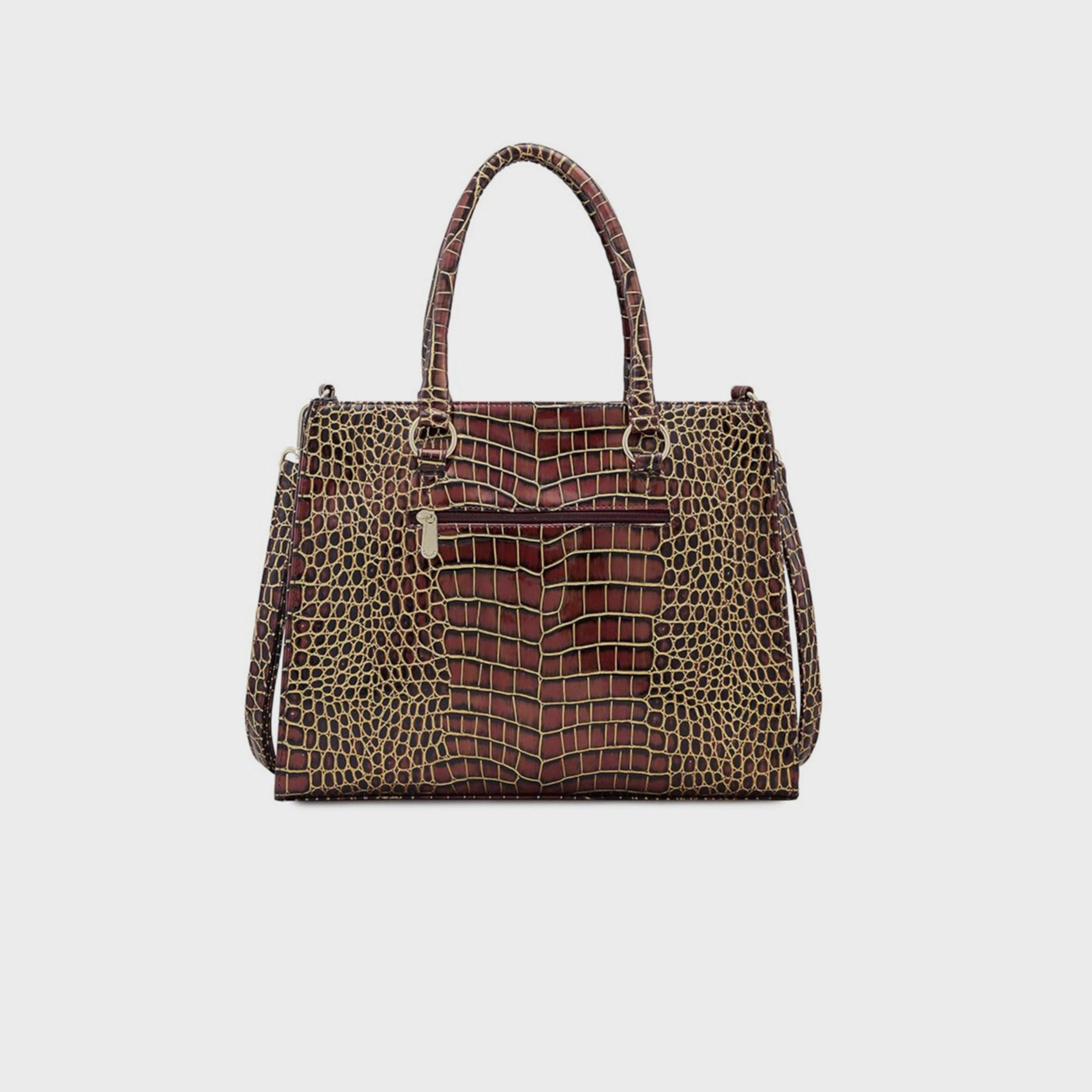 Caprese Animal Print Double-Handle Shoulder Bag with Zipper Closure and Detachable Strap | 47 x 25 x 14 cm-women-bagsandwallets-handbags-image-6