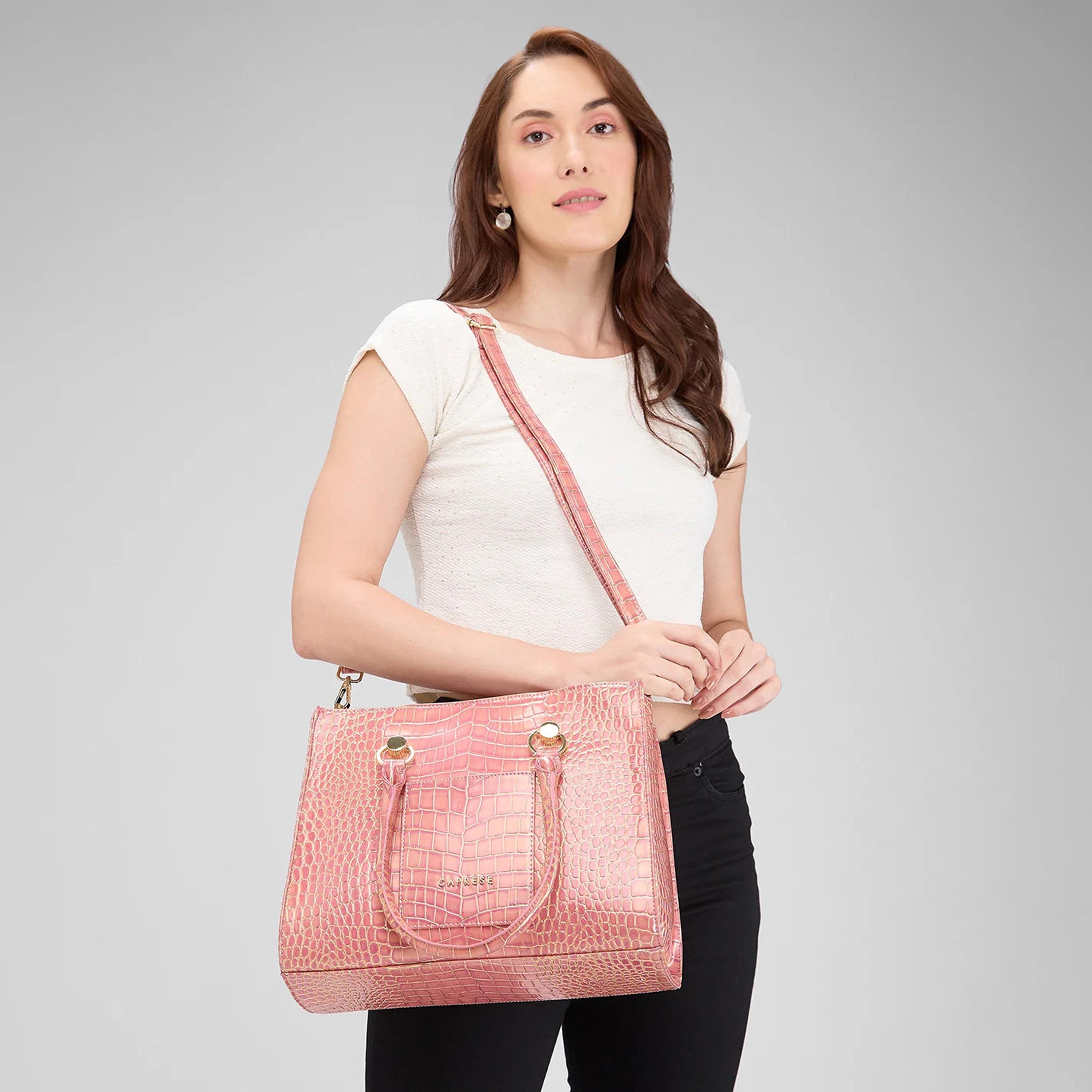Caprese Animal Print Double-Handle Shoulder Bag with Zipper Closure and Detachable Strap | 47 x 25 x 14 cm-women-bagsandwallets-handbags-image-2