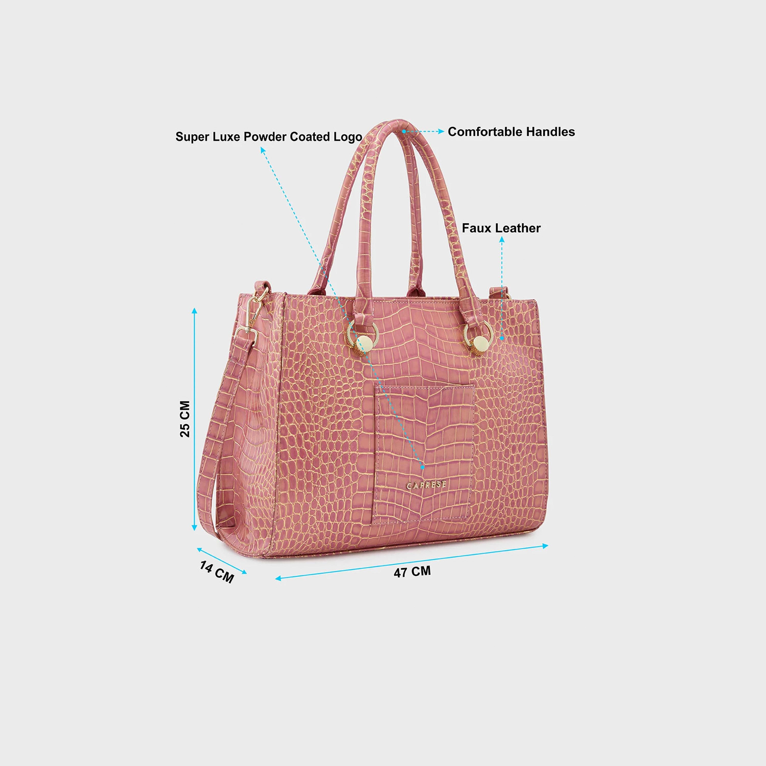 Caprese Animal Print Double-Handle Shoulder Bag with Zipper Closure and Detachable Strap | 47 x 25 x 14 cm-women-bagsandwallets-handbags-image-3