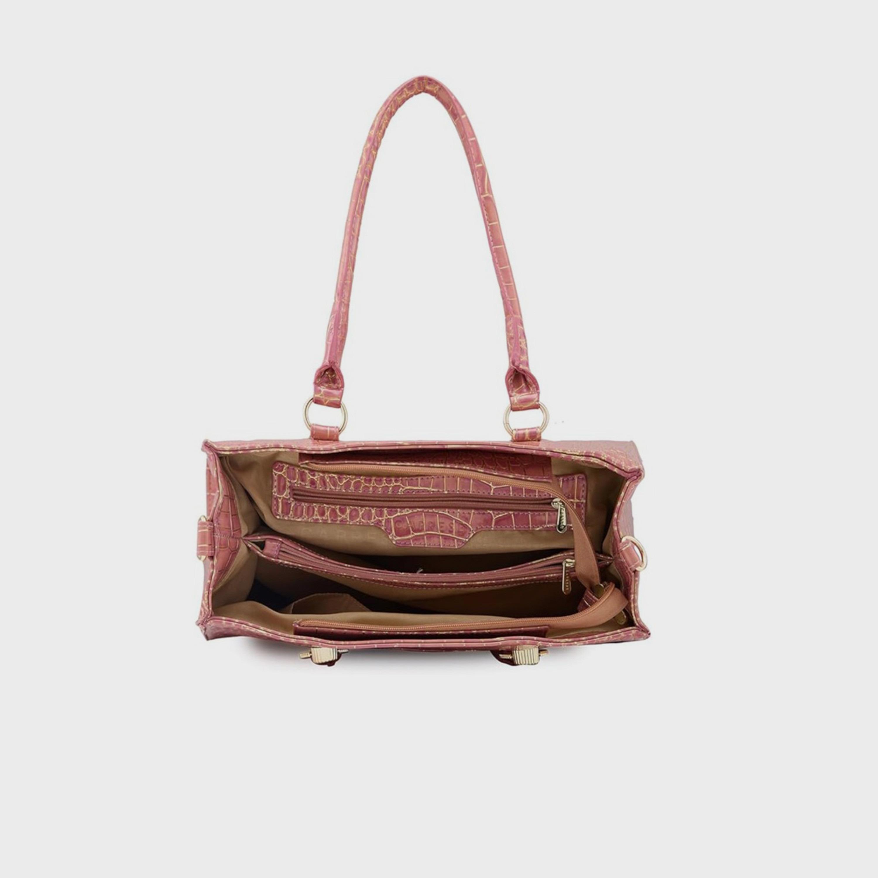 Caprese Animal Print Double-Handle Shoulder Bag with Zipper Closure and Detachable Strap | 47 x 25 x 14 cm-women-bagsandwallets-handbags-image-5
