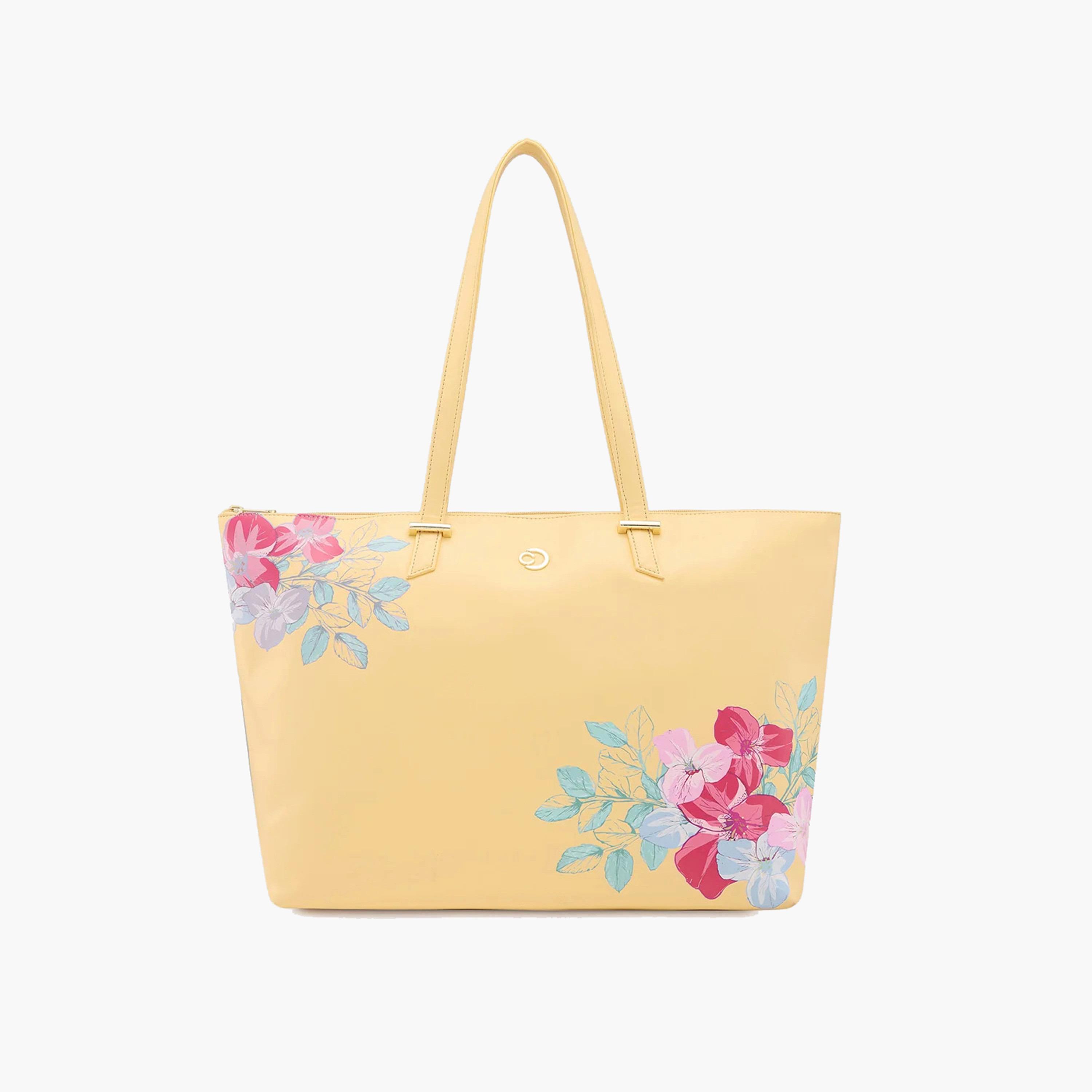 حقيبة حمل بمقبض مزدوج مطبوعة من Caprese مع إغلاق بسحاب | 47 × 25 × 14 سم-women-bagsandwallets-handbags-image-1