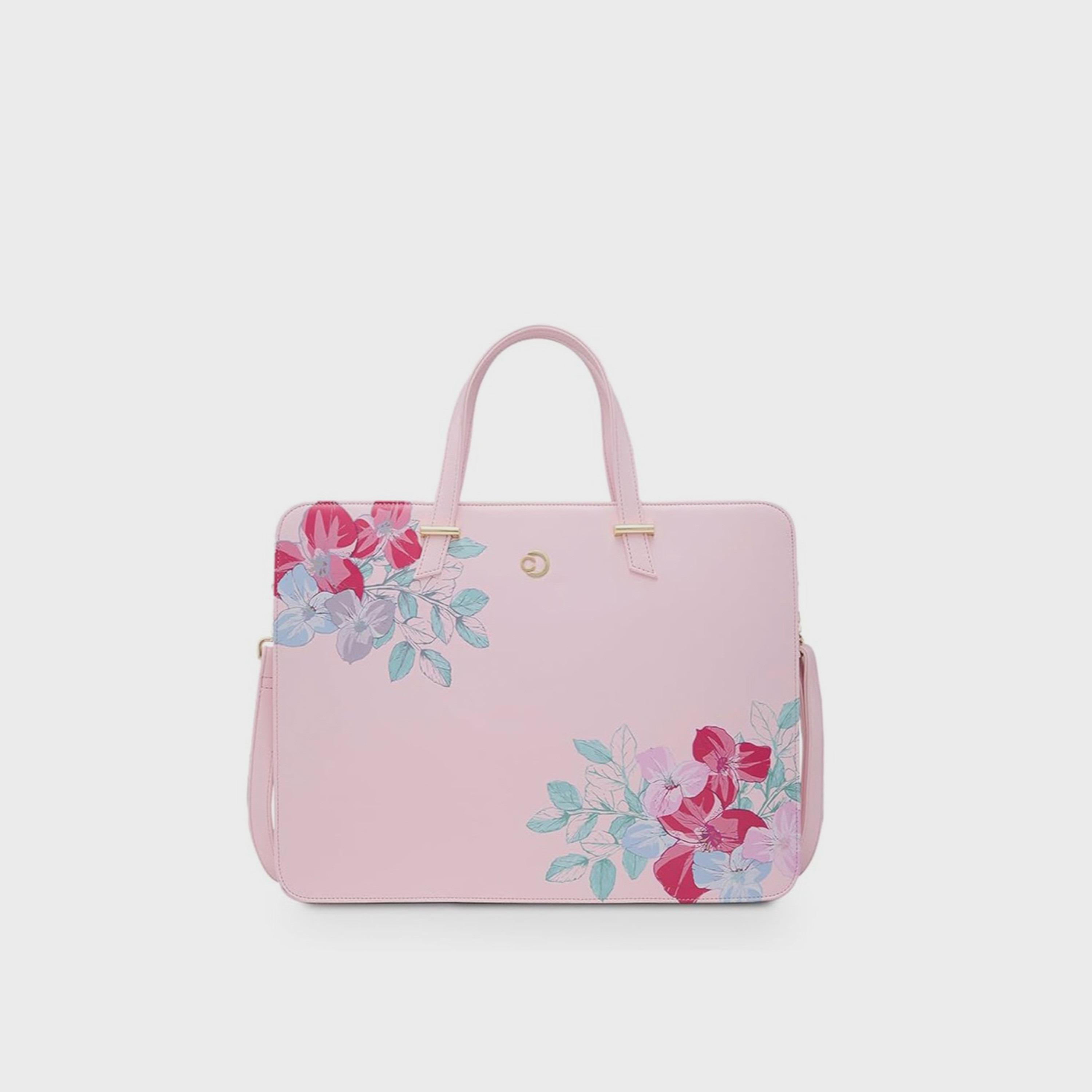 Caprese Printed Double-Handle Laptop Bag with Zipper Closure and Detachable Strap | 51 x 34 x 17 cm-women-bagsandwallets-handbags-image-1