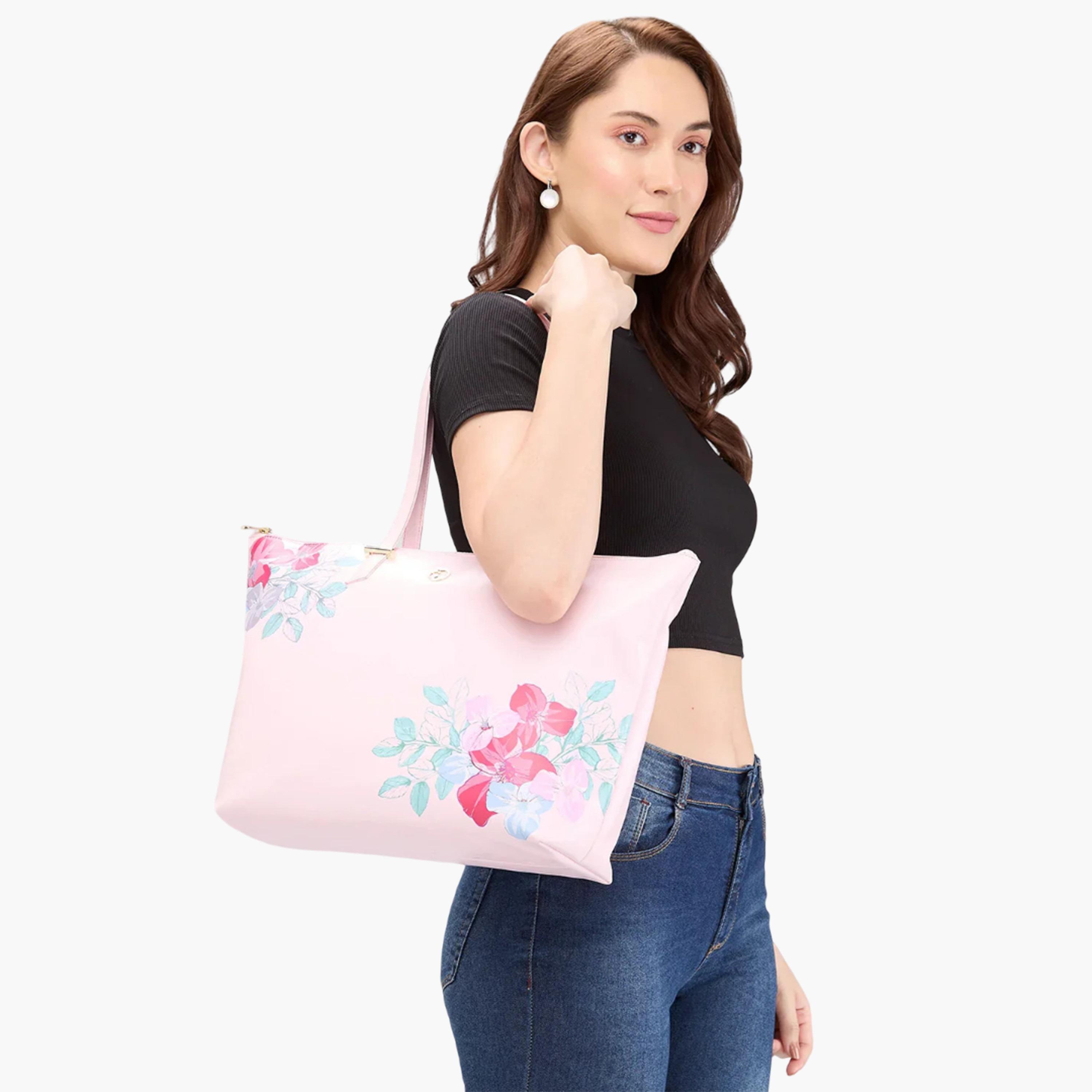 Caprese Printed Double-Handle Laptop Bag with Zipper Closure and Detachable Strap | 51 x 34 x 17 cm-women-bagsandwallets-handbags-image-2