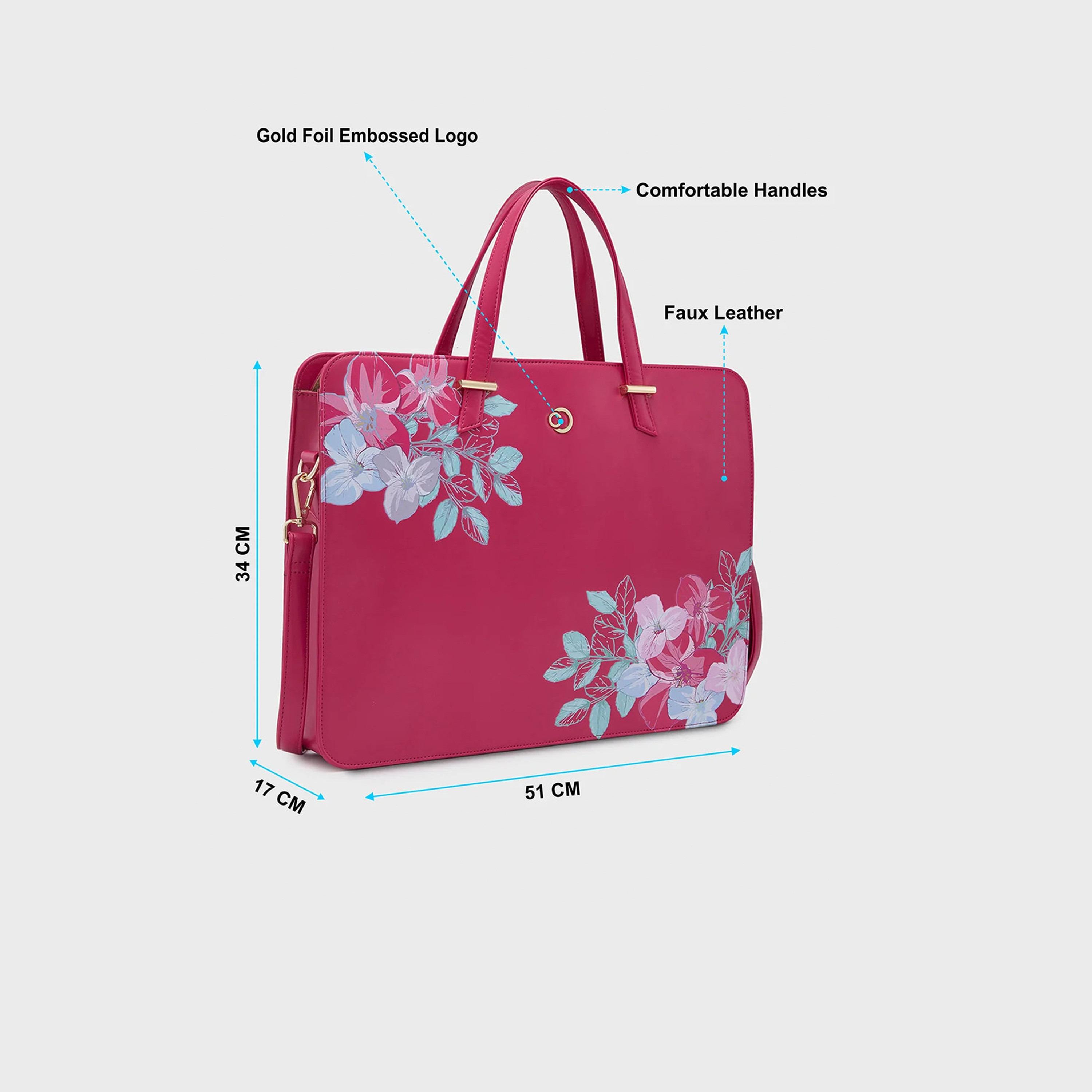 Caprese Printed Double-Handle Laptop Bag with Zipper Closure and Detachable Strap | 51 x 34 x 17 cm-women-bagsandwallets-handbags-image-3