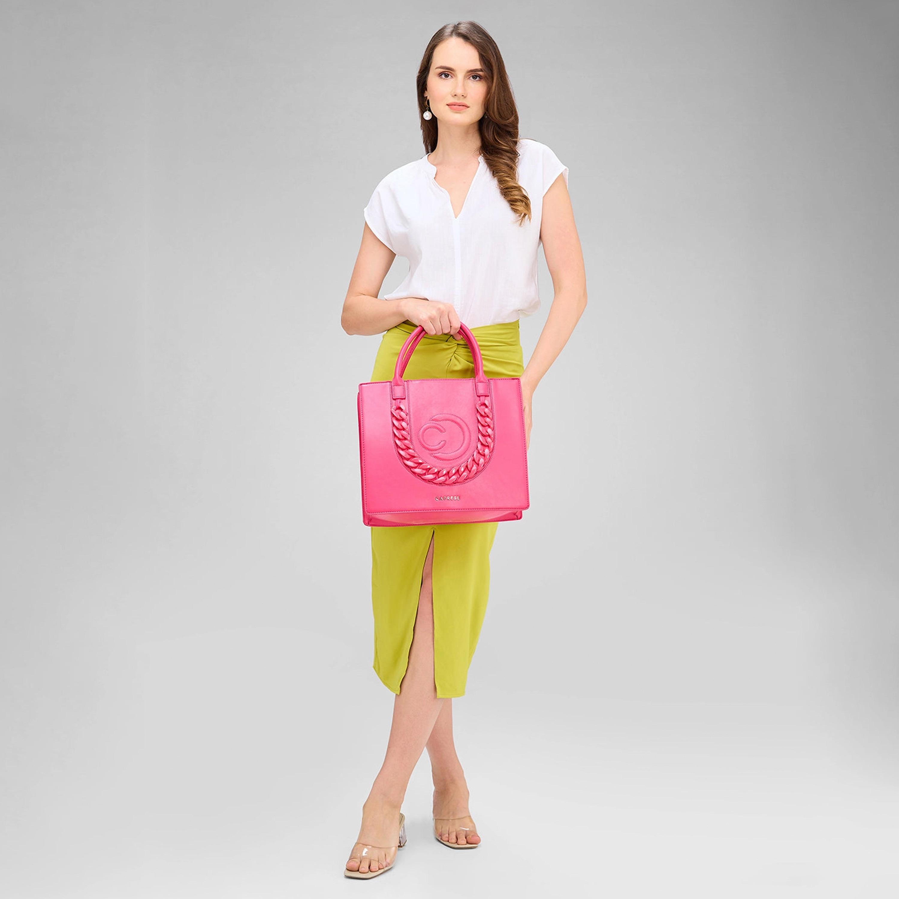 Caprese Embellishment Double-Handle Shoulder Bag with Zipper Closure and Detachable Strap | 39 x 34 x 13 cm-women-bagsandwallets-handbags-image-2