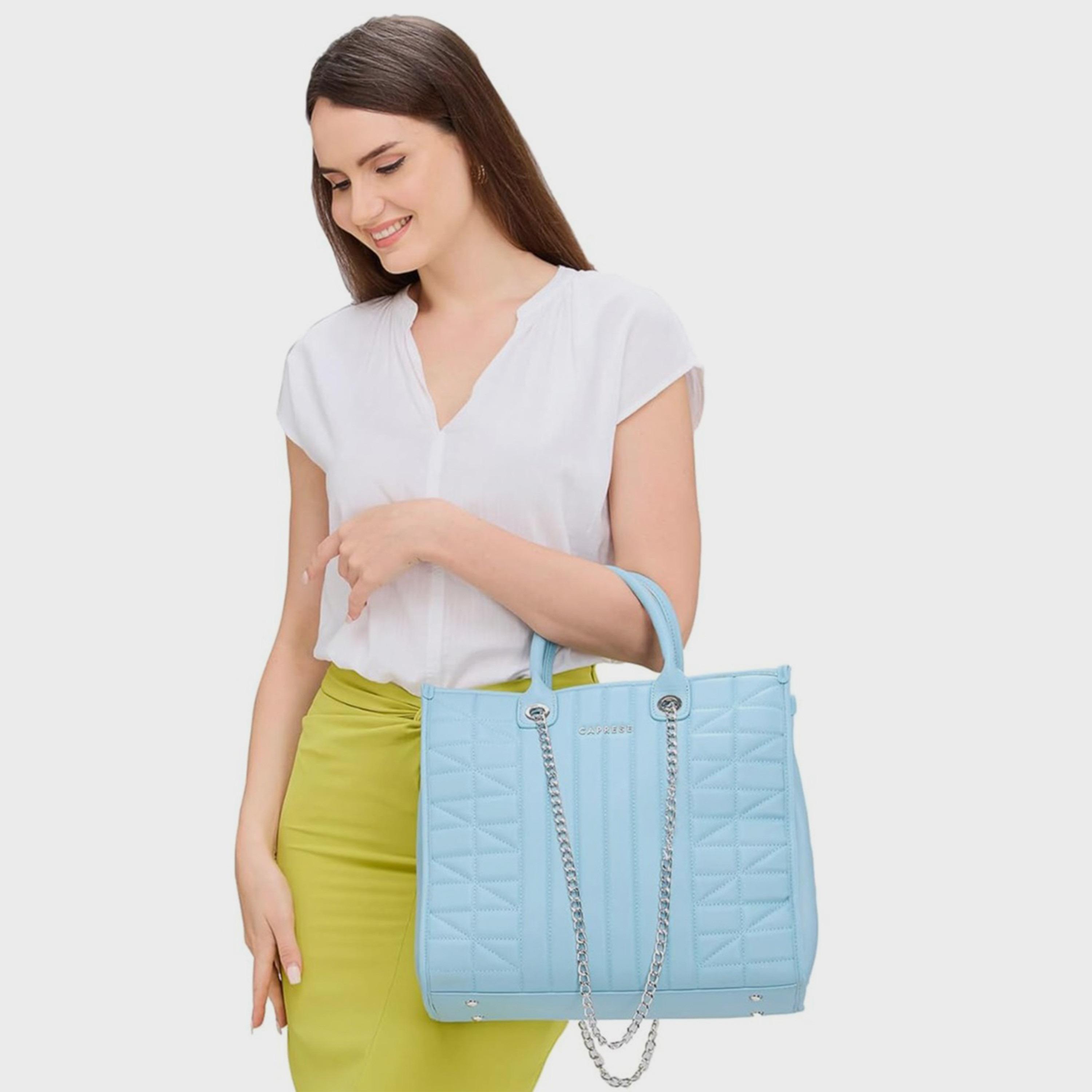 Caprese Quilted Double-Handle Shoulder Bag with Zipper Closure and Chain Strap | 37 x 29 x 15 cm-women-bagsandwallets-handbags-image-2