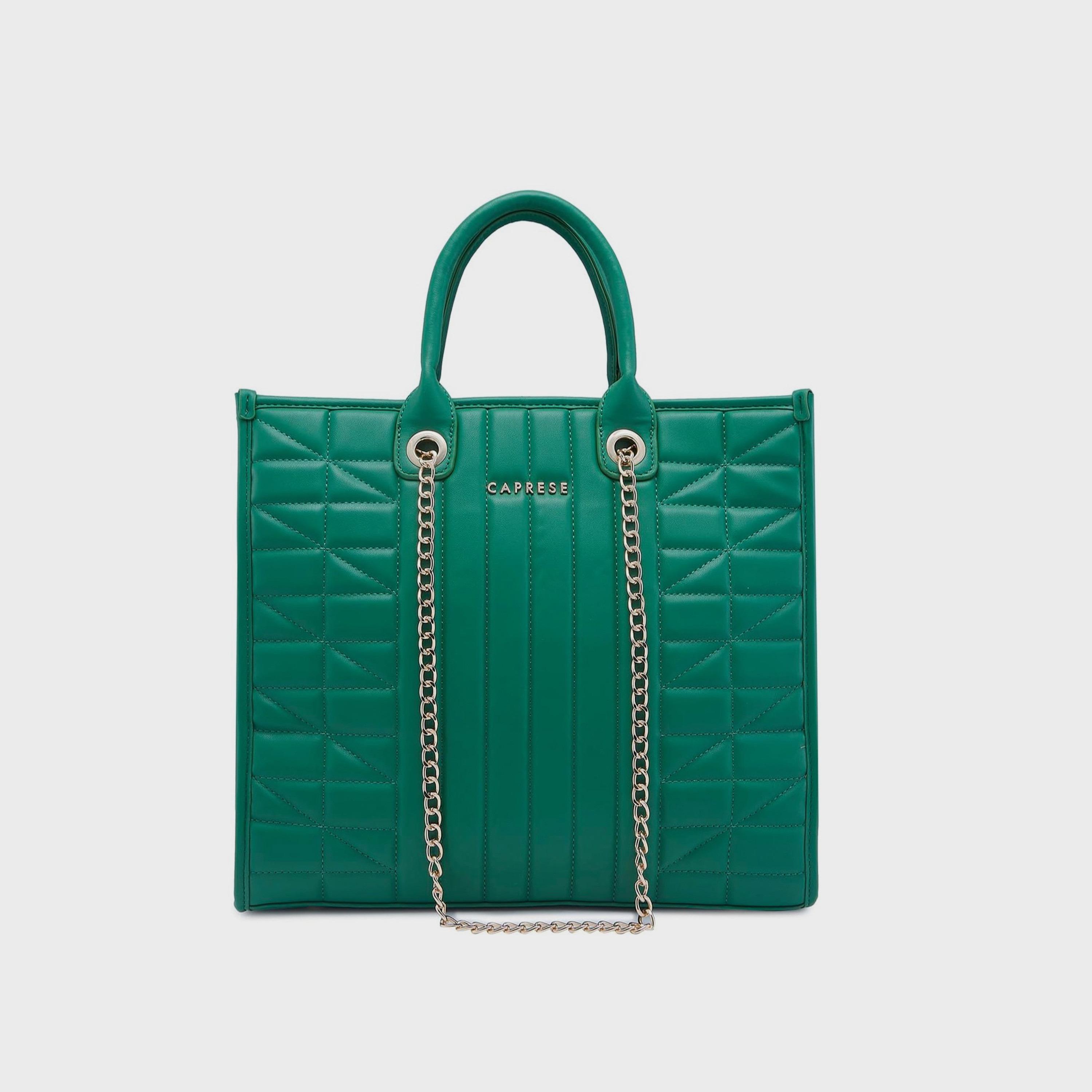 Caprese Quilted Double-Handle Shoulder Bag with Zipper Closure and Chain Strap | 47 x 25 x 14 cm-women-bagsandwallets-handbags-image-1