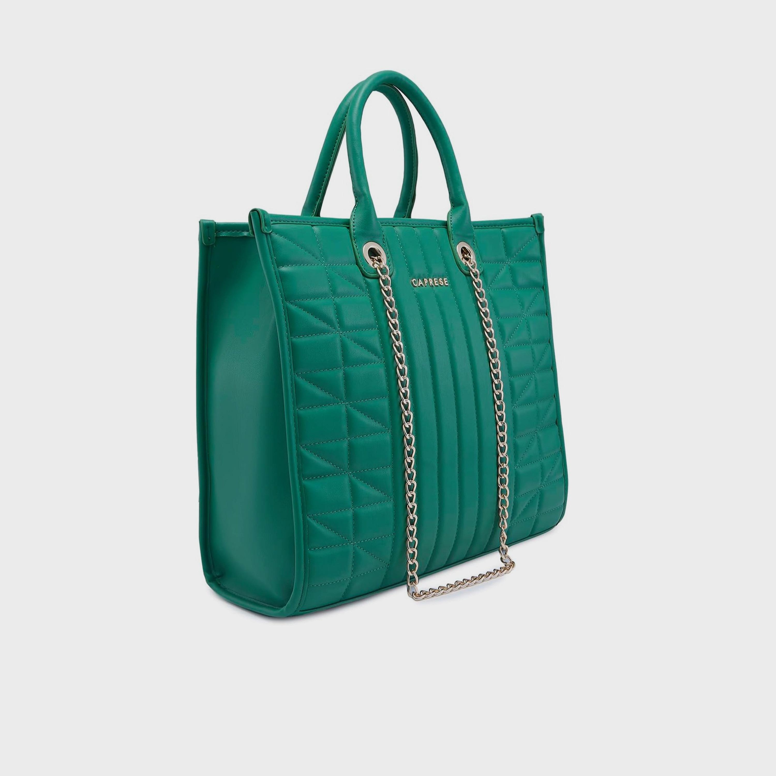Caprese Quilted Double-Handle Shoulder Bag with Zipper Closure and Chain Strap | 47 x 25 x 14 cm-women-bagsandwallets-handbags-image-4