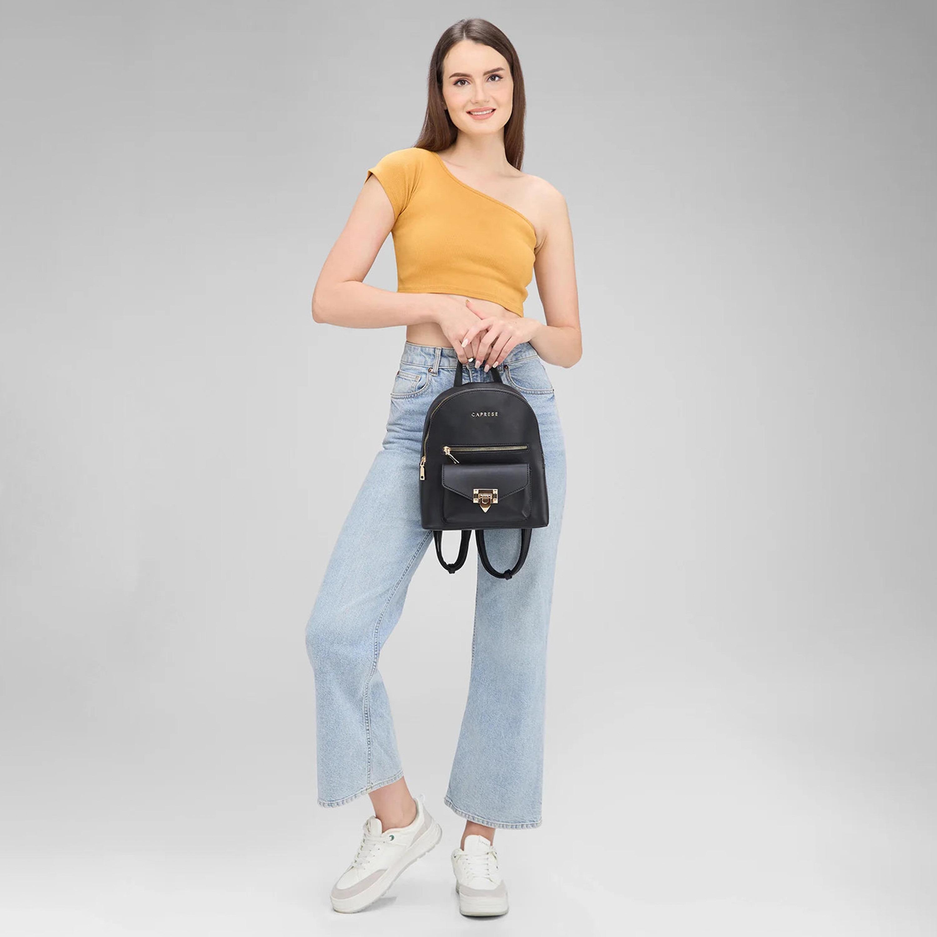 Caprese Top Handle Mini Backpack with Zipper Closure and Adjustable Strap | 28 x 24 x 13 cm-travel-luggagesandbags-backpacks-image-2