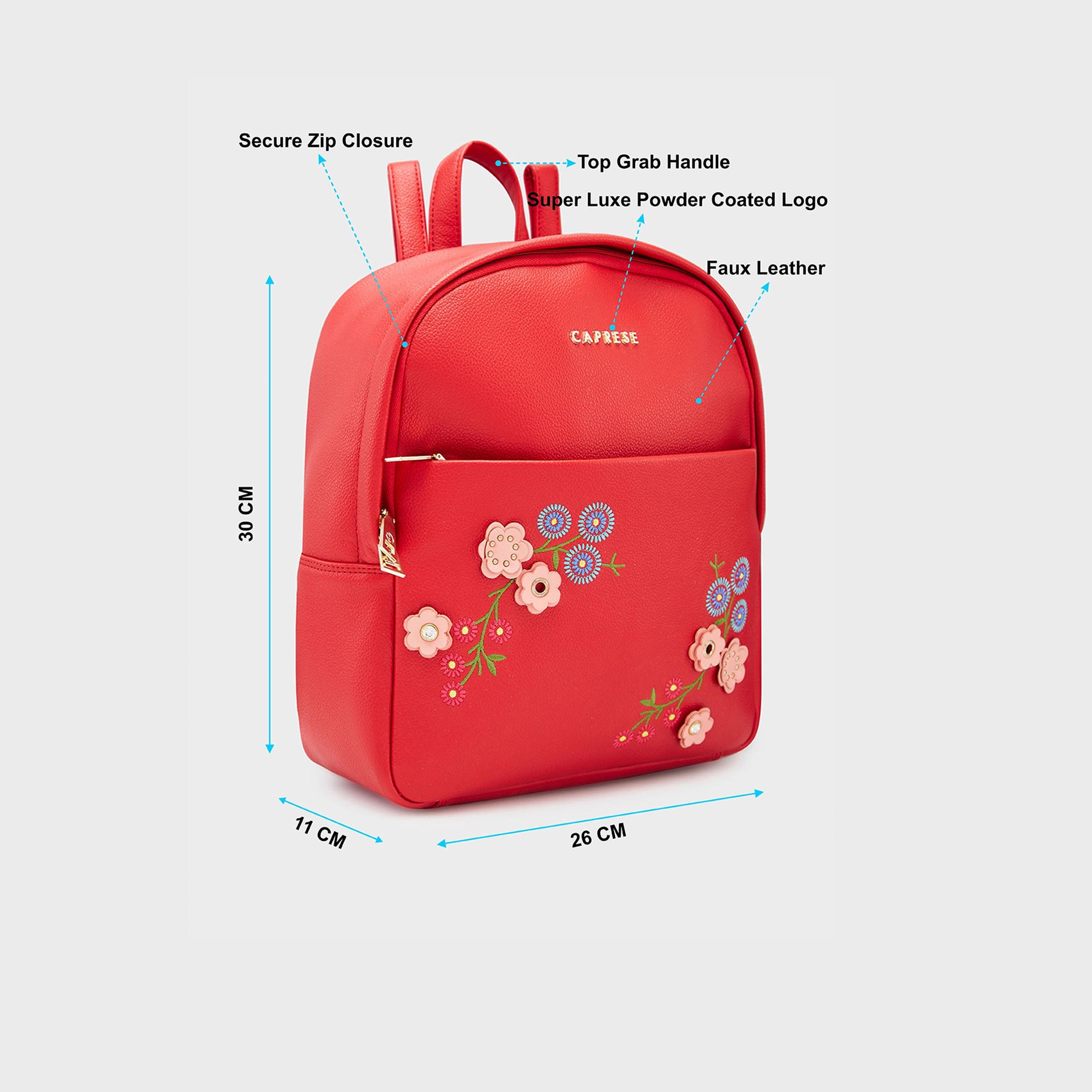 Caprese Embellishment Top Handle Mini Backpack with Zipper Closure and Adjustable Strap | 30 x 26 x 11 cm-travel-luggagesandbags-backpacks-image-3