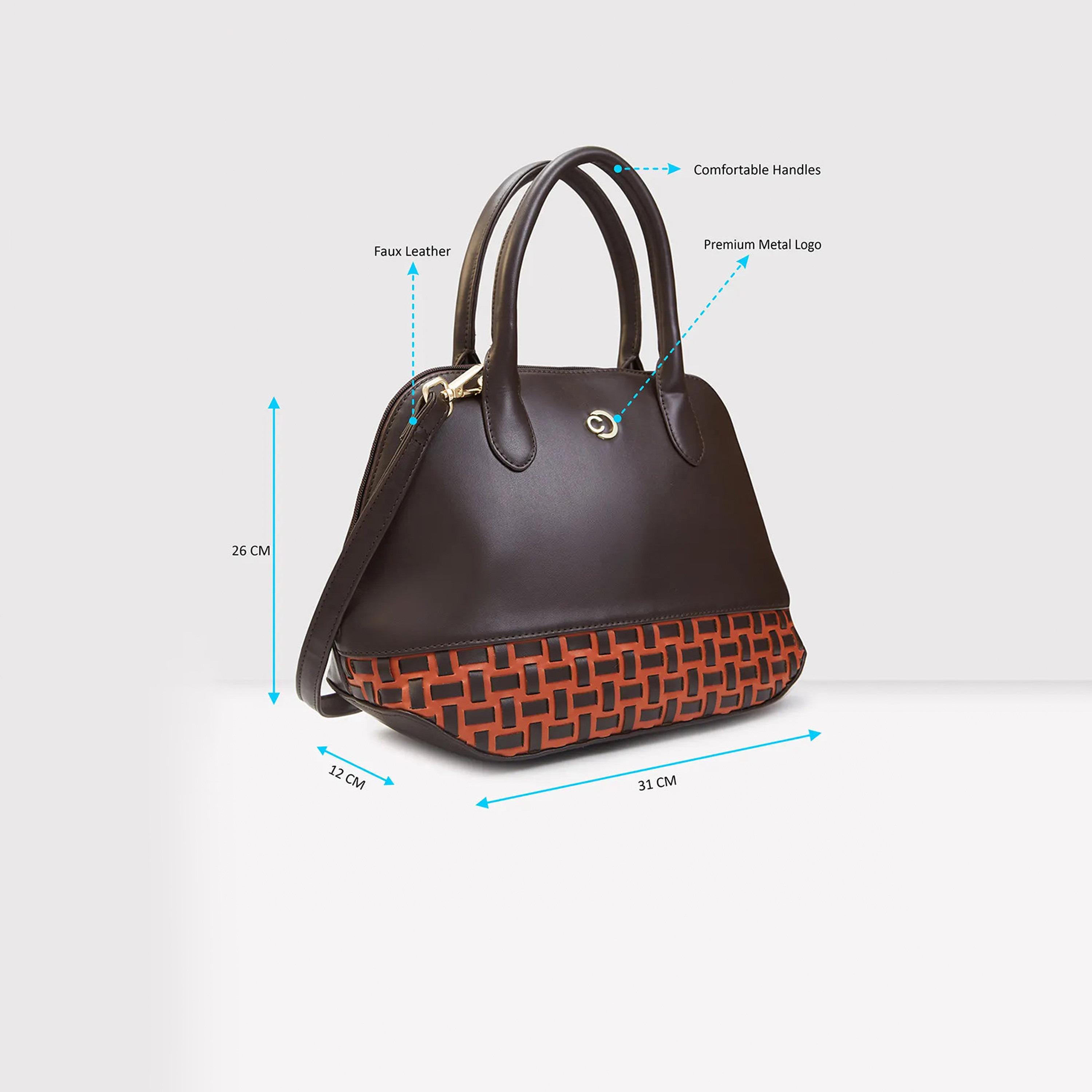 Caprese Textured Double-Handle Shoulder Bag with Zipper Closure and Detachable Strap | 31 x 26 x 12 cm-women-bagsandwallets-handbags-image-4
