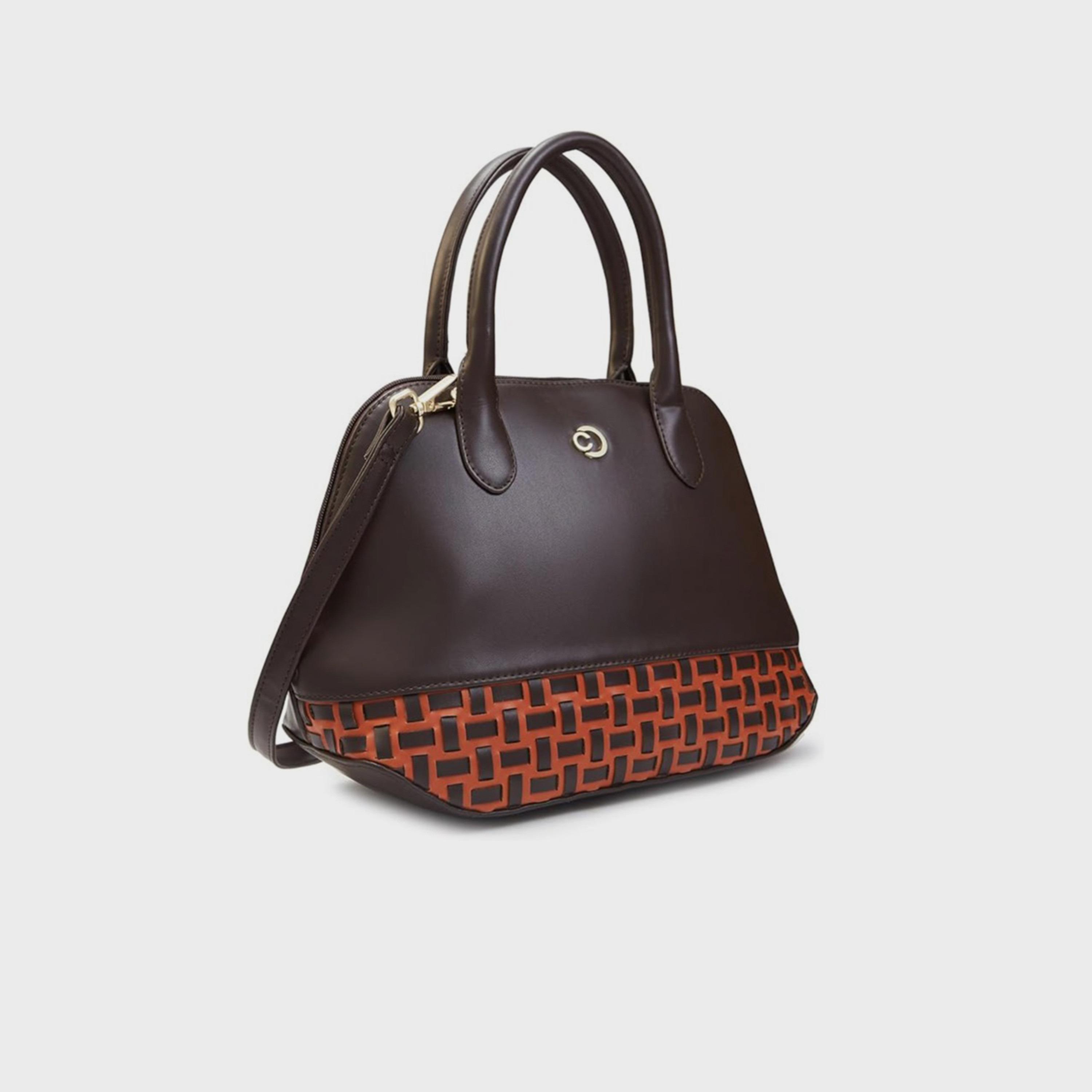 Caprese Textured Double-Handle Shoulder Bag with Zipper Closure and Detachable Strap | 31 x 26 x 12 cm-women-bagsandwallets-handbags-image-6