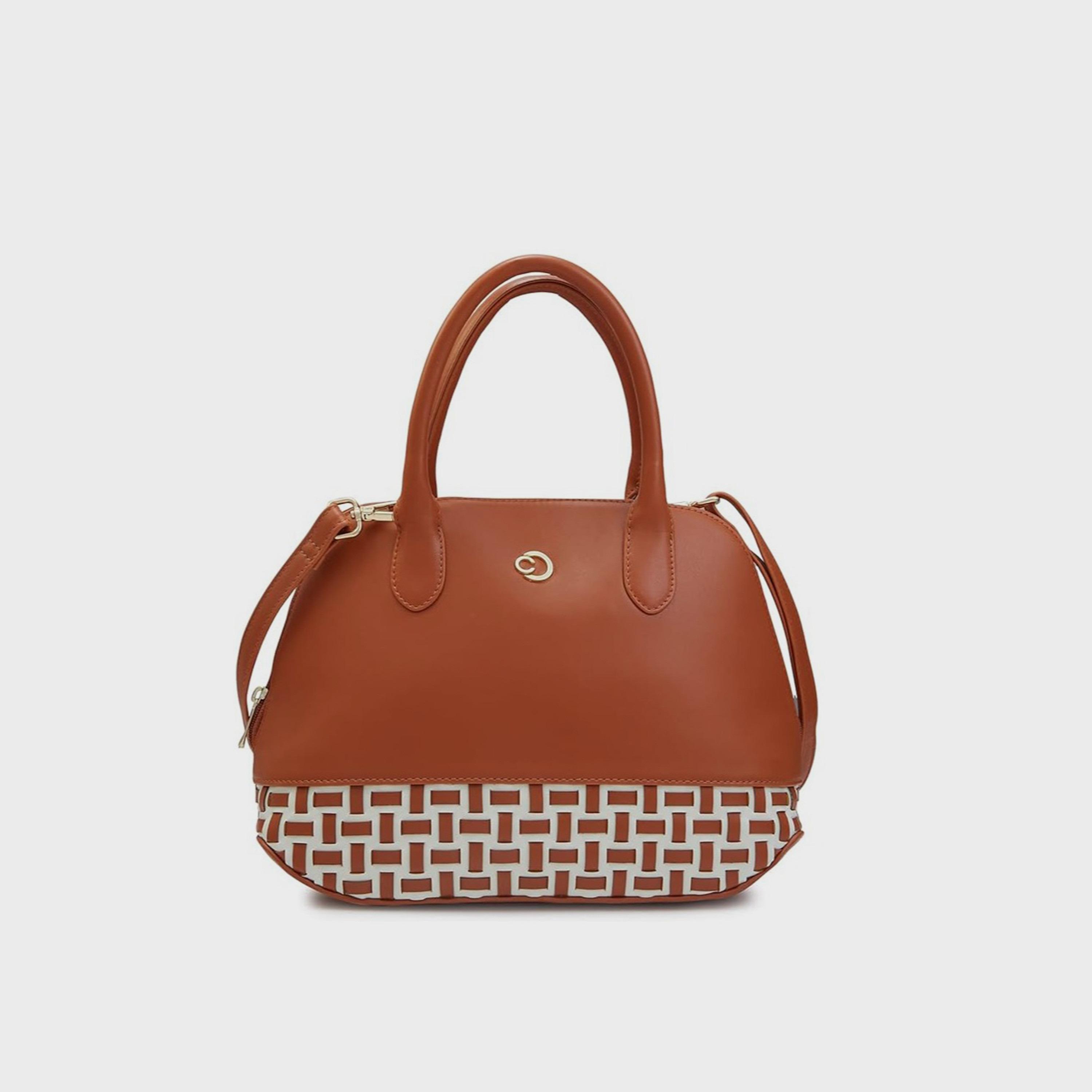 Caprese Textured Double-Handle Shoulder Bag with Zipper Closure and Detachable Strap | 31 x 26 x 12 cm-women-bagsandwallets-handbags-image-1