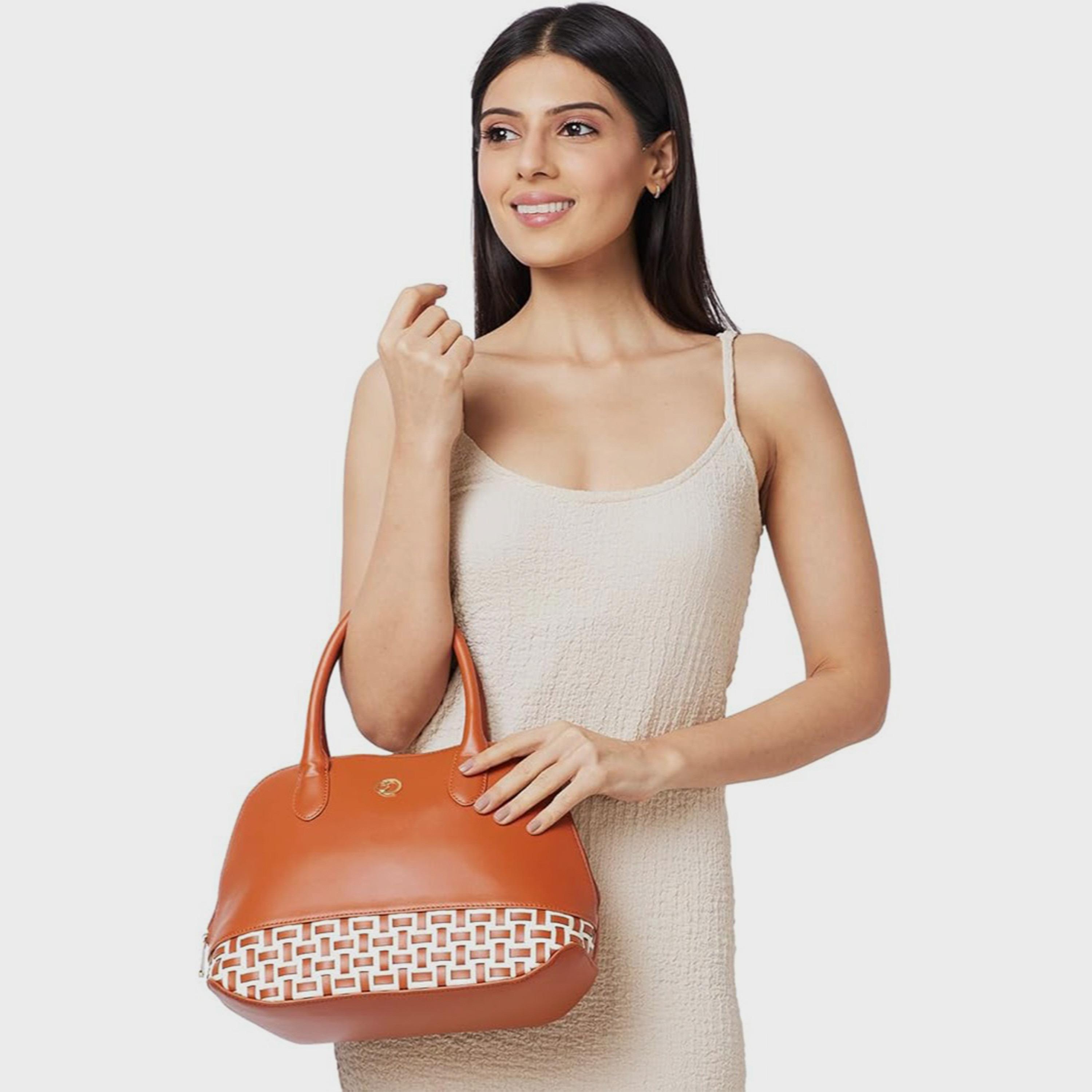Caprese Textured Double-Handle Shoulder Bag with Zipper Closure and Detachable Strap | 31 x 26 x 12 cm-women-bagsandwallets-handbags-image-2