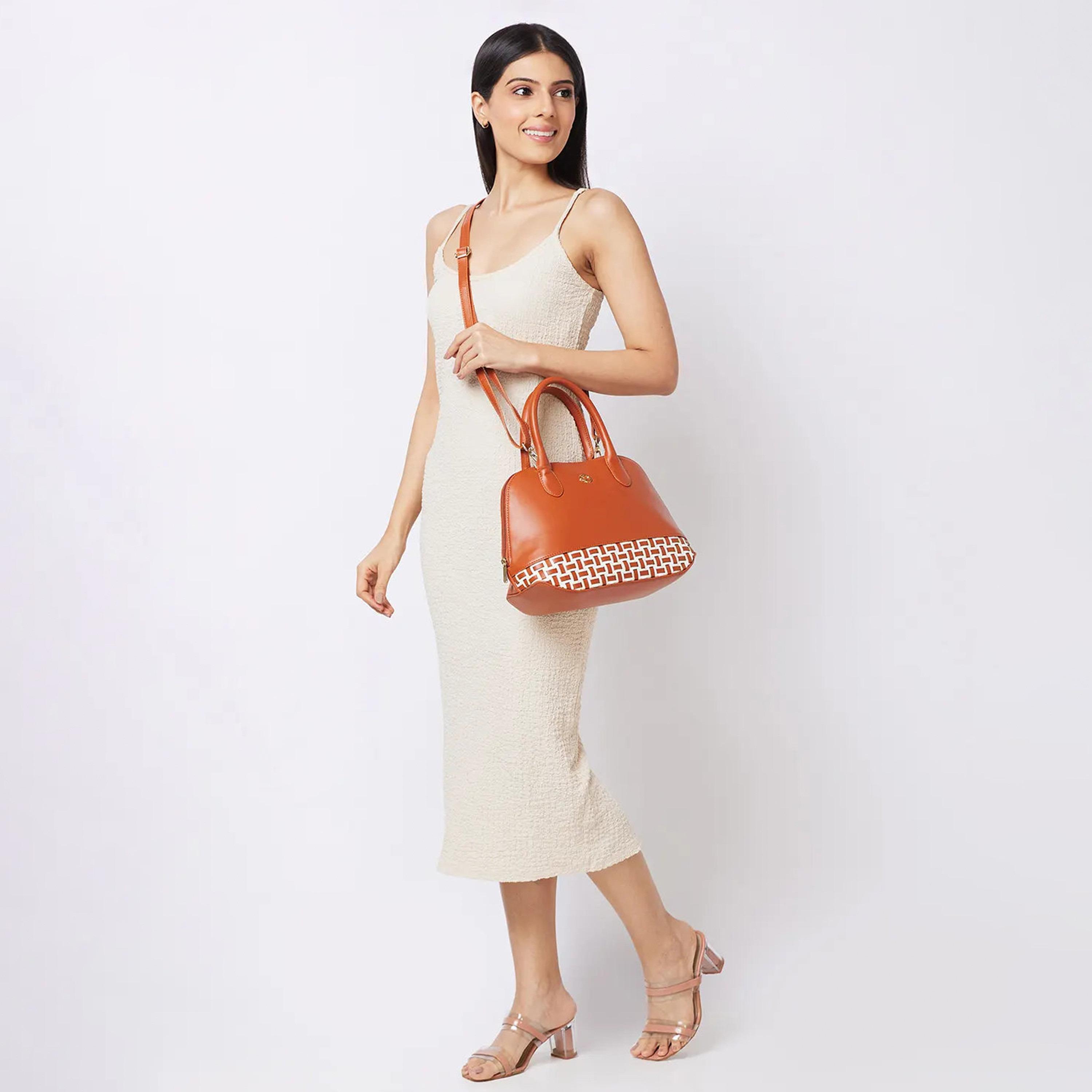 Caprese Textured Double-Handle Shoulder Bag with Zipper Closure and Detachable Strap | 31 x 26 x 12 cm-women-bagsandwallets-handbags-image-3