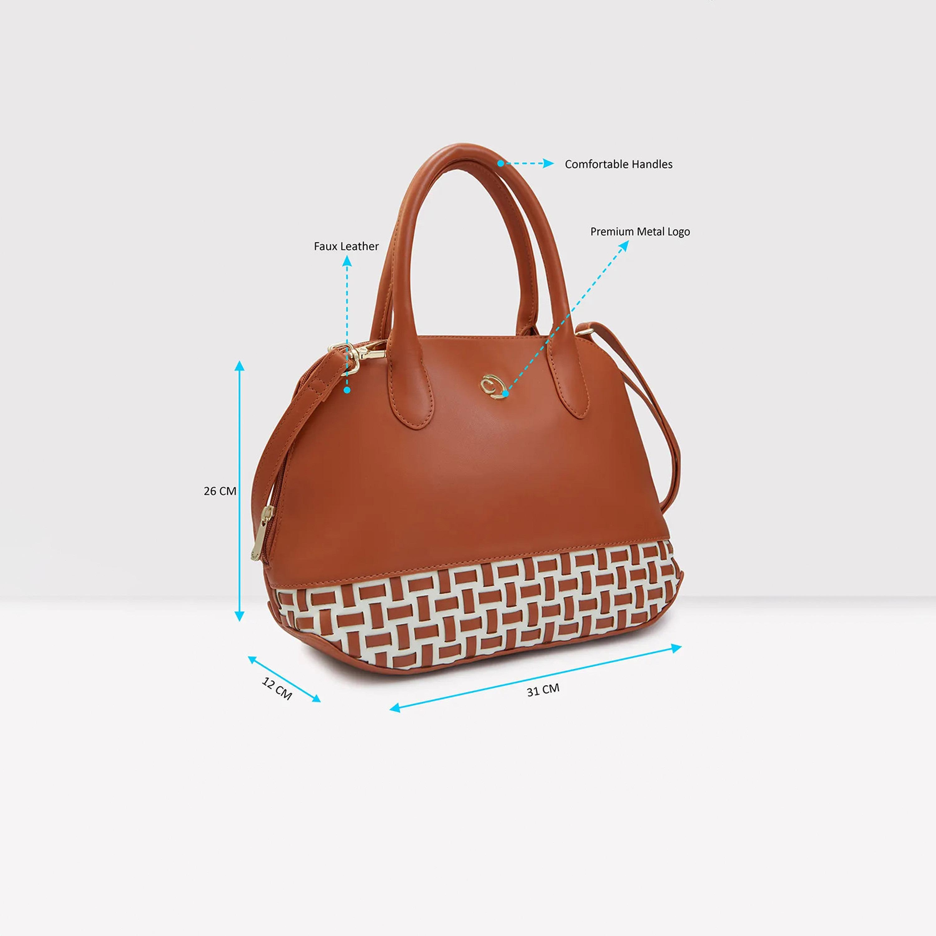 Caprese Textured Double-Handle Shoulder Bag with Zipper Closure and Detachable Strap | 31 x 26 x 12 cm-women-bagsandwallets-handbags-image-4
