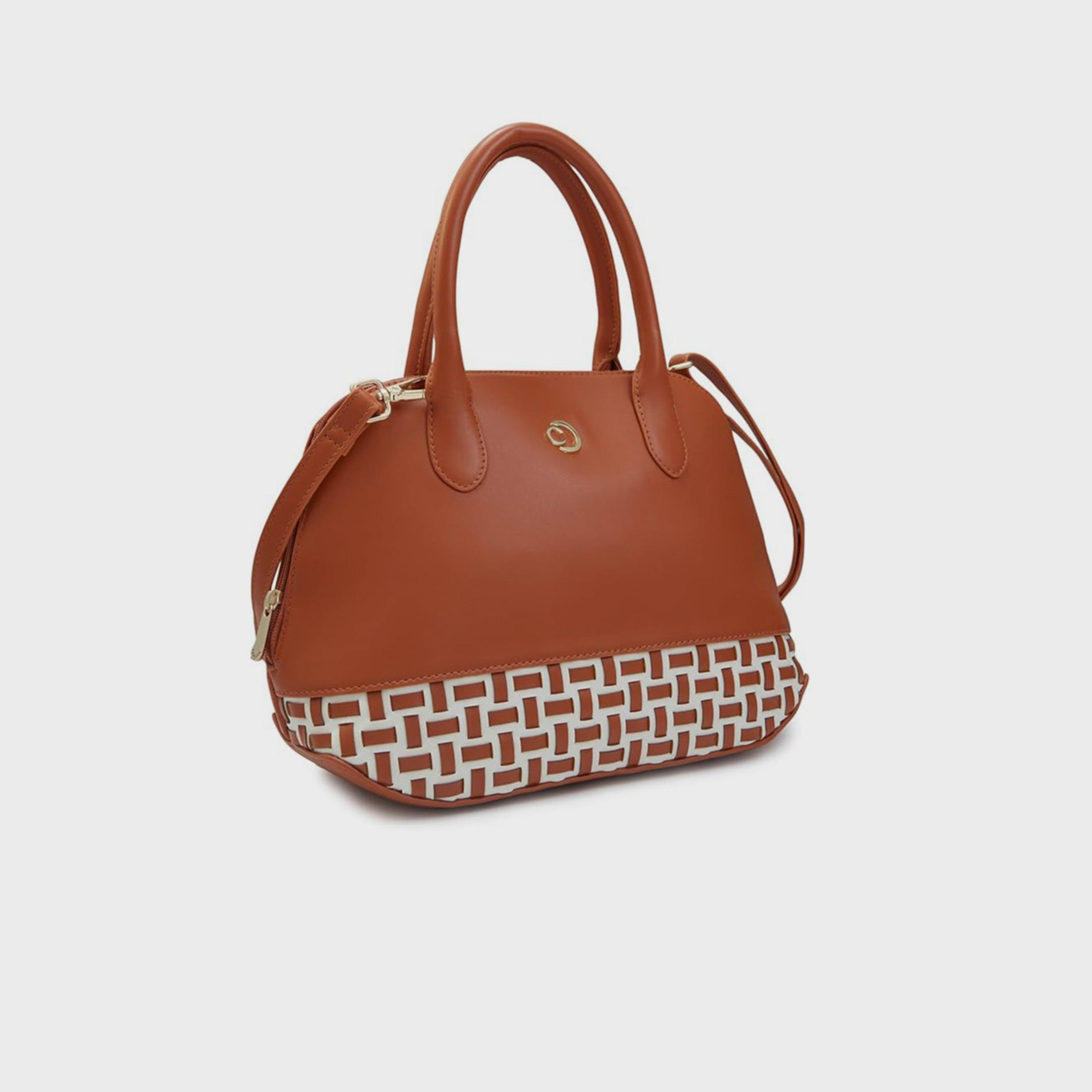 Caprese Textured Double-Handle Shoulder Bag with Zipper Closure and Detachable Strap | 31 x 26 x 12 cm-women-bagsandwallets-handbags-image-5