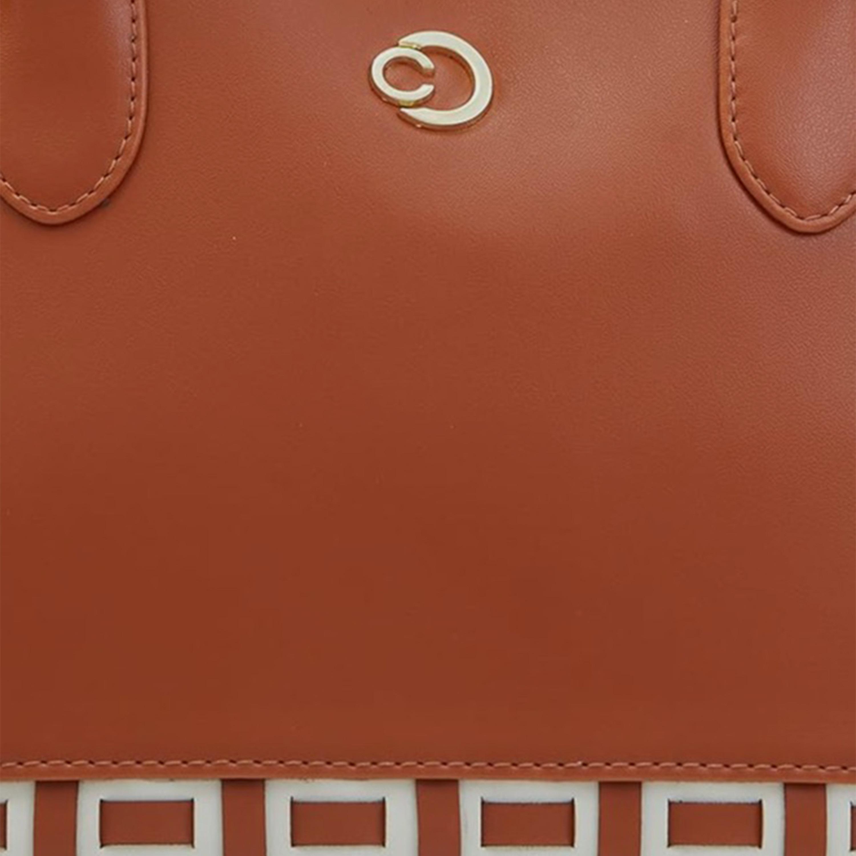 Caprese Textured Double-Handle Shoulder Bag with Zipper Closure and Detachable Strap | 31 x 26 x 12 cm-women-bagsandwallets-handbags-image-7