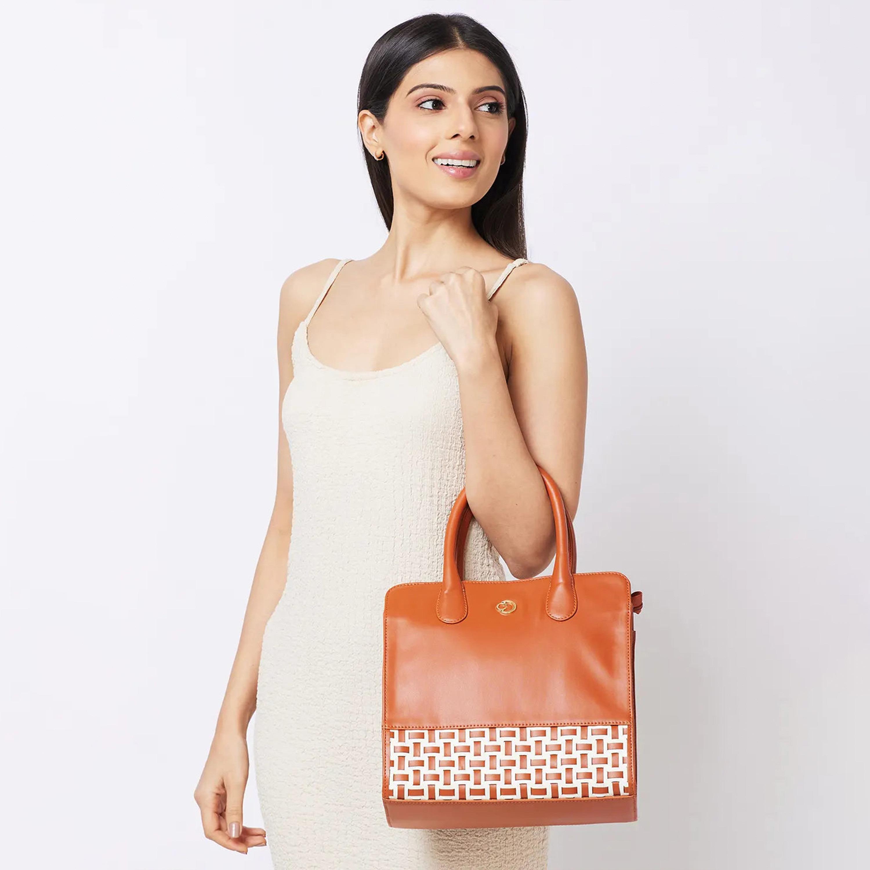 Caprese Textured Double-Handle Shoulder Bag with Zipper Closure and Detachable Strap | 35 x 25 x 12 cm-women-bagsandwallets-handbags-image-2