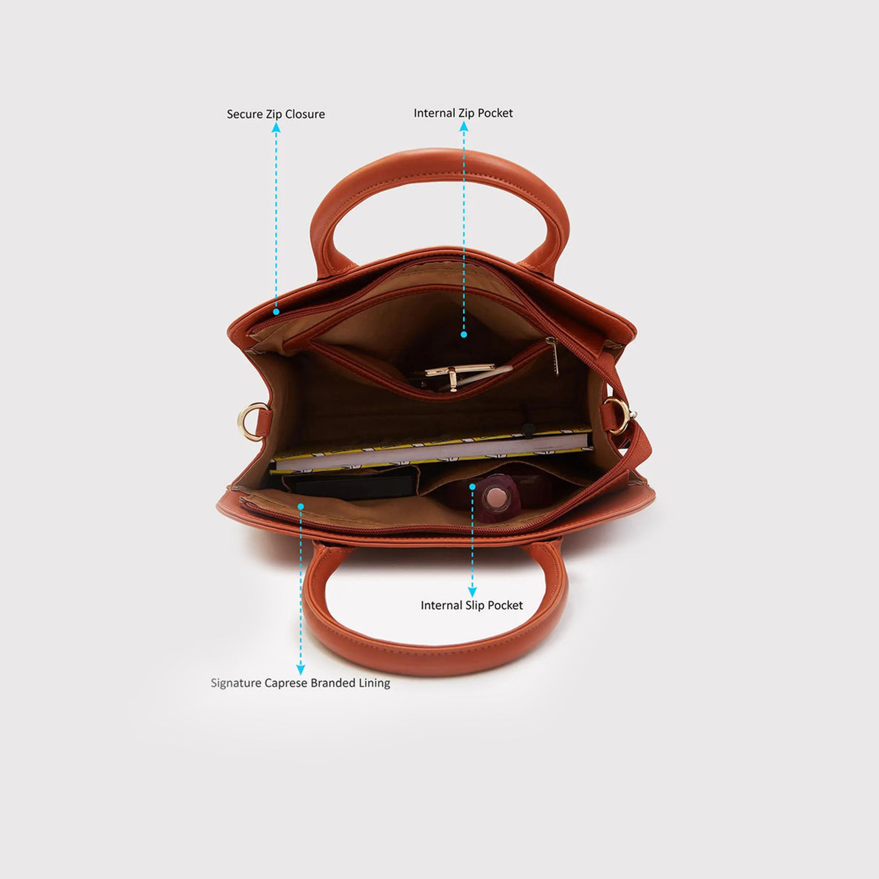 Caprese Textured Double-Handle Shoulder Bag with Zipper Closure and Detachable Strap | 35 x 25 x 12 cm-women-bagsandwallets-handbags-image-3