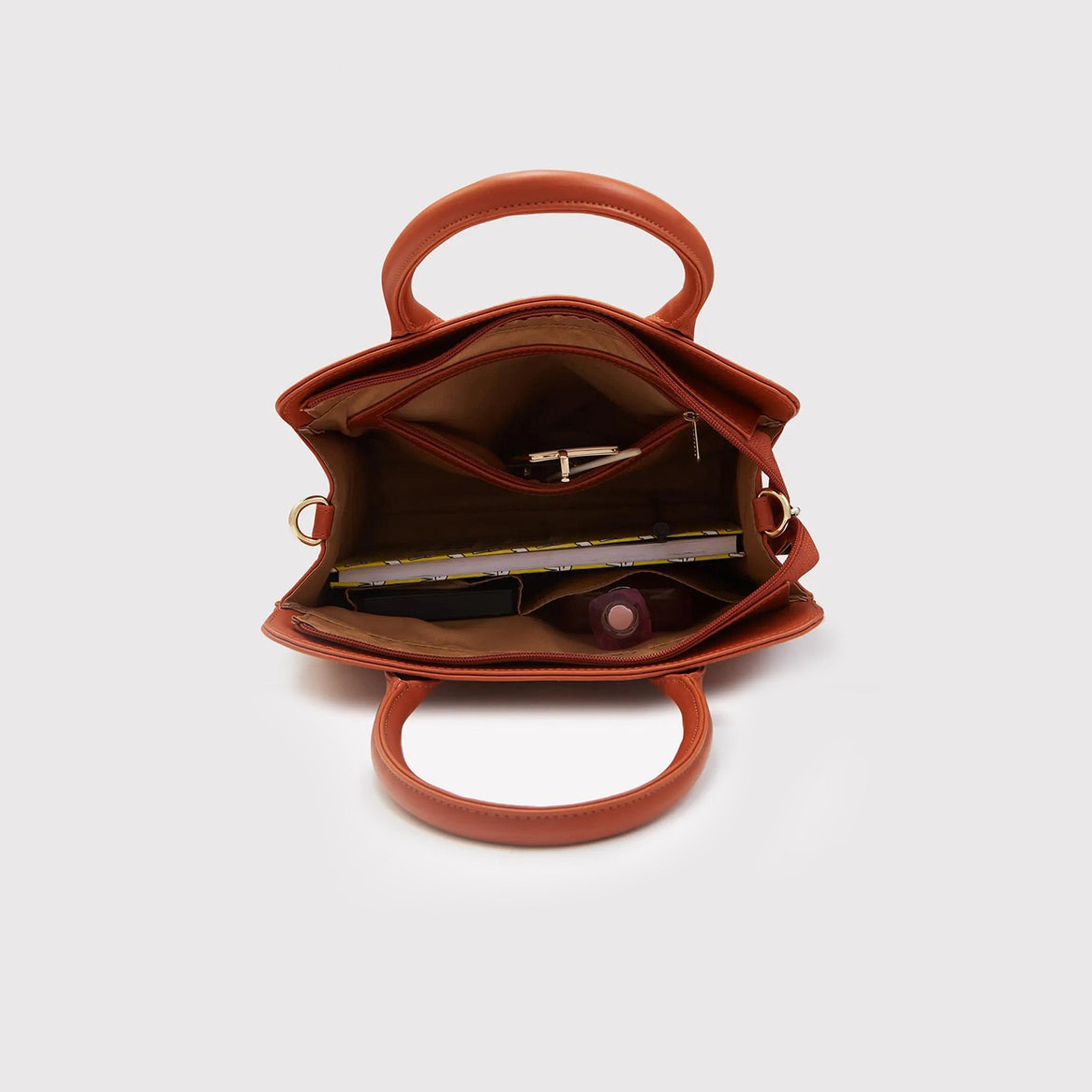 Caprese Textured Double-Handle Shoulder Bag with Zipper Closure and Detachable Strap | 35 x 25 x 12 cm-women-bagsandwallets-handbags-image-6