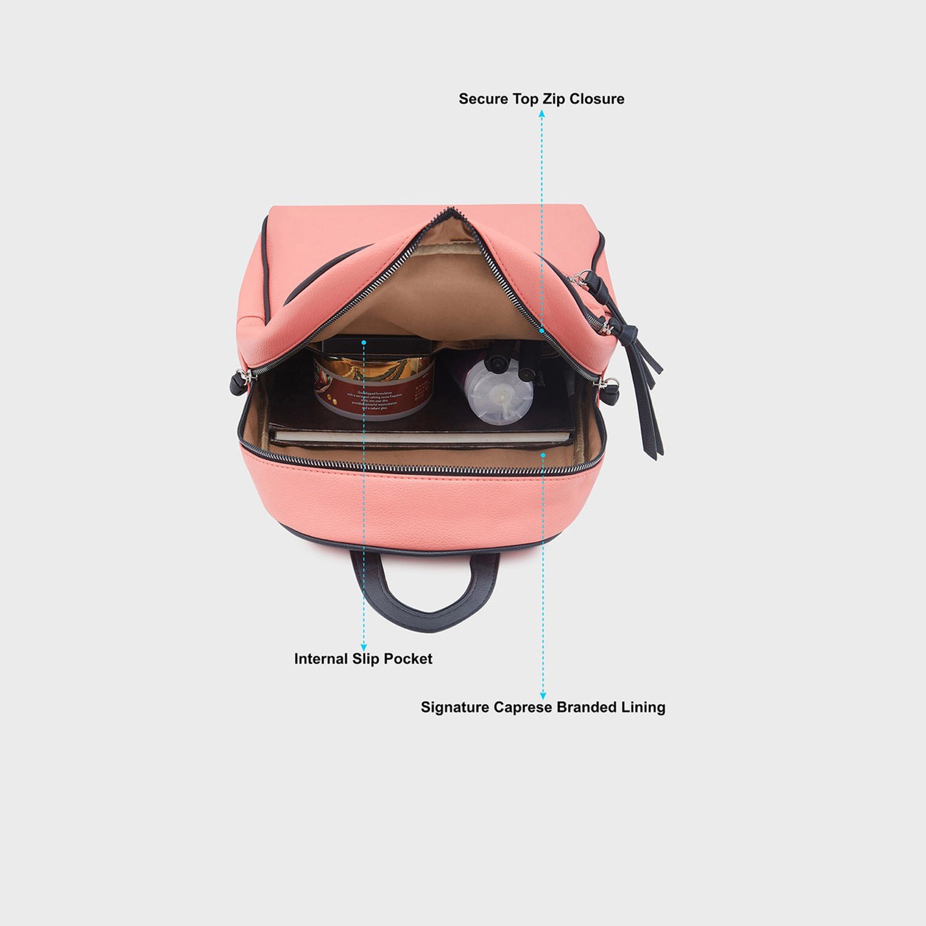 Caprese Top Handle Mini Backpack with Zipper Closure and Adjustable Strap | 33 x 27 x 12 cm-travel-luggagesandbags-backpacks-image-4