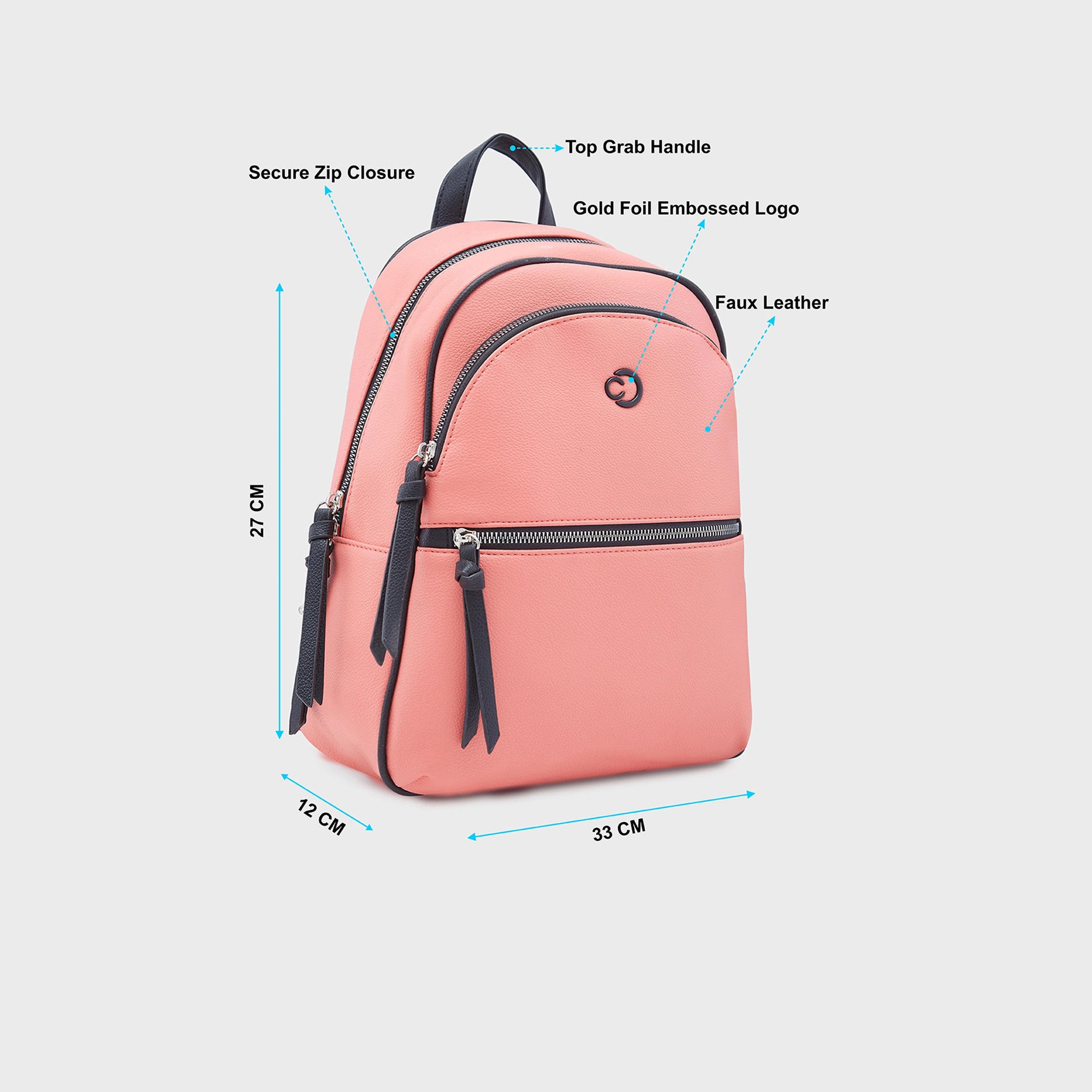 Caprese Top Handle Mini Backpack with Zipper Closure and Adjustable Strap | 33 x 27 x 12 cm-travel-luggagesandbags-backpacks-image-5