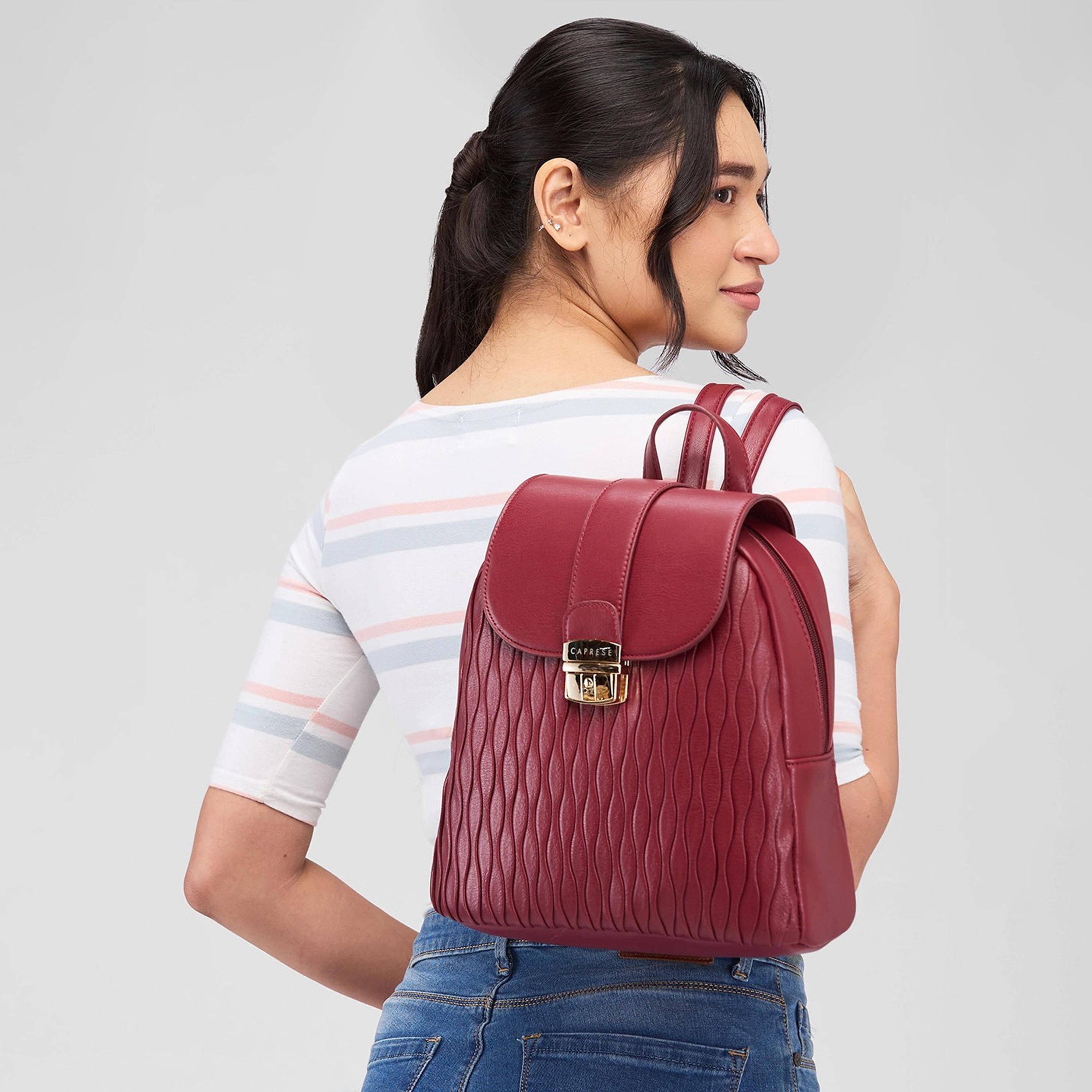 Caprese Textured Top Handle Mini Backpack with Flap Closure and Adjustable Strap | 27 x 24 x 12.5 cm-travel-luggagesandbags-backpacks-image-3