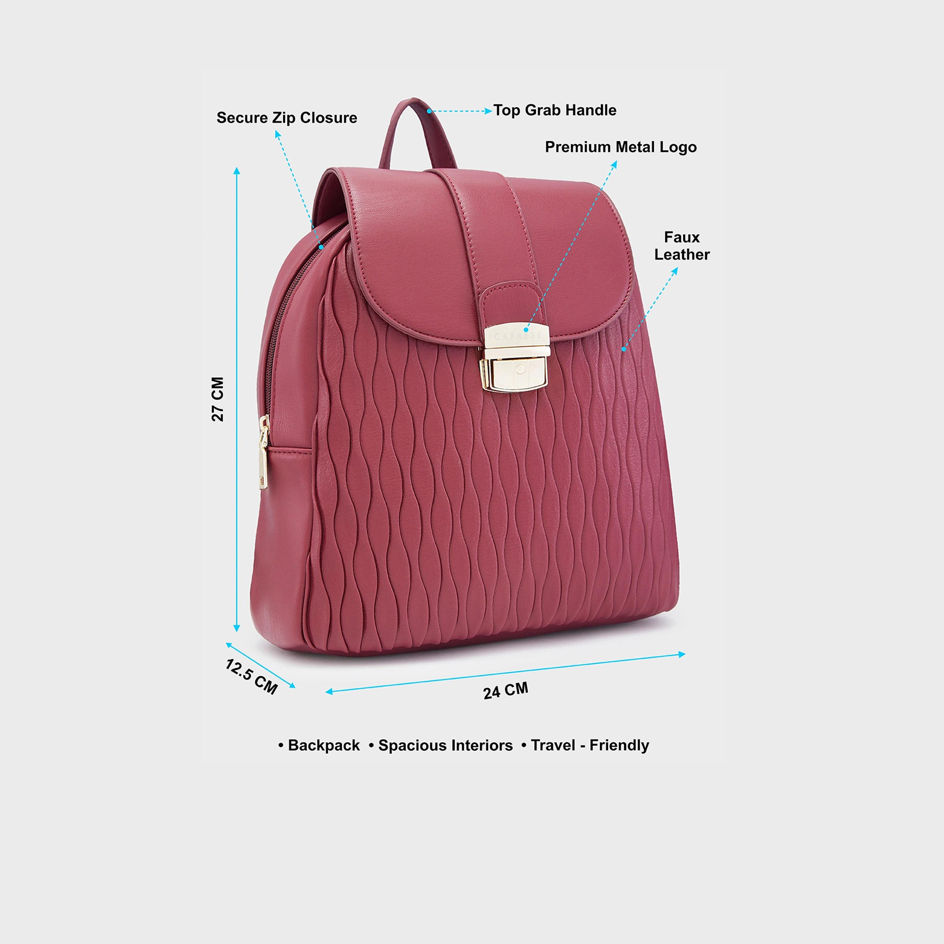 Caprese Textured Top Handle Mini Backpack with Flap Closure and Adjustable Strap | 27 x 24 x 12.5 cm-travel-luggagesandbags-backpacks-image-5