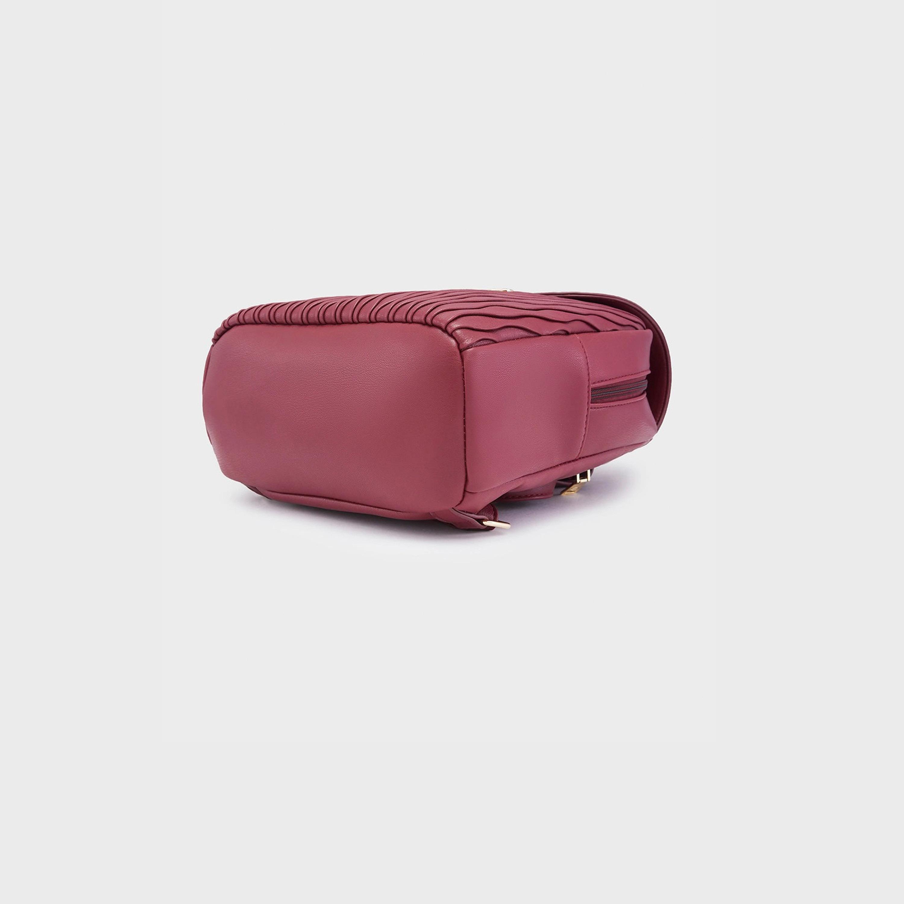 Caprese Textured Top Handle Mini Backpack with Flap Closure and Adjustable Strap | 27 x 24 x 12.5 cm-travel-luggagesandbags-backpacks-image-6