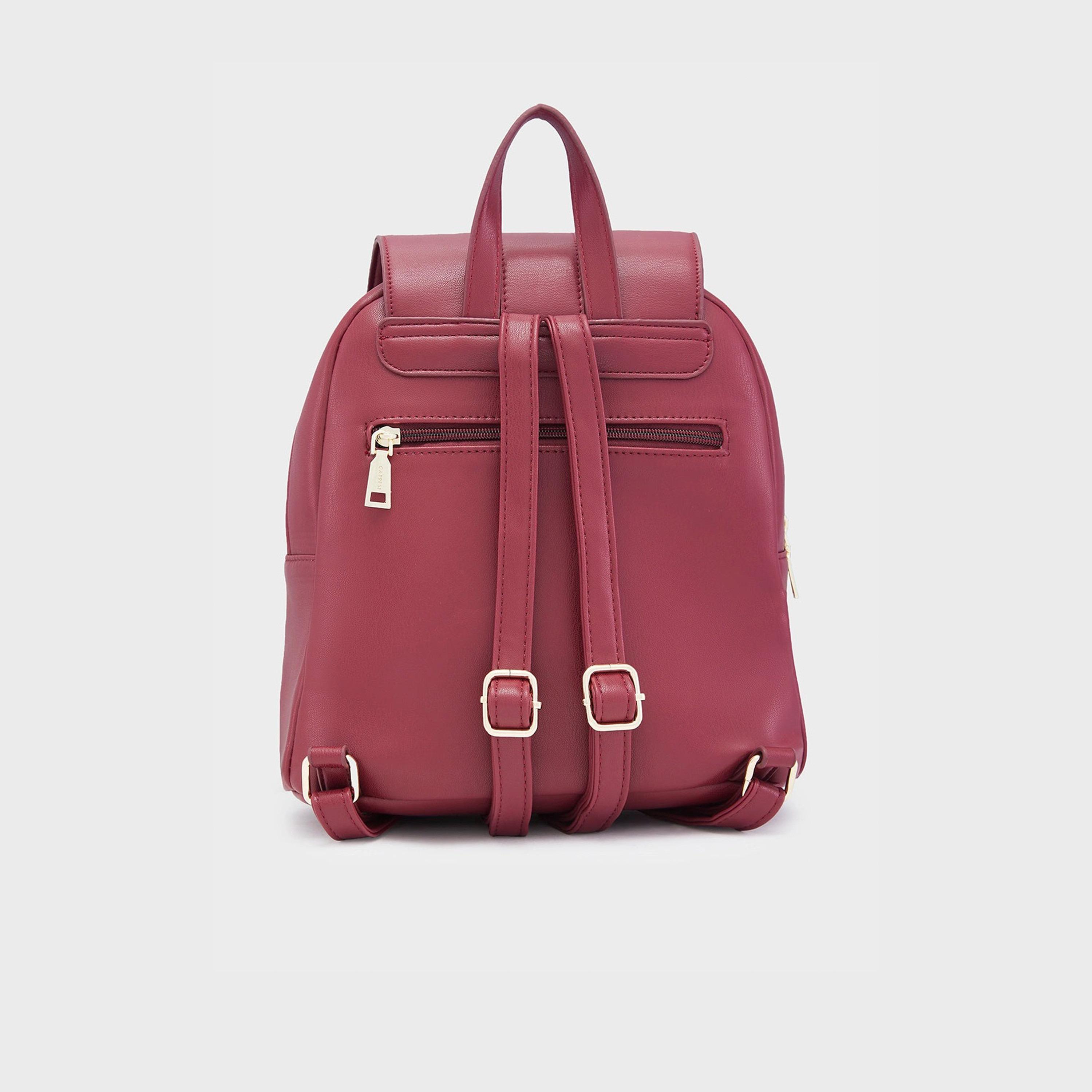 Caprese Textured Top Handle Mini Backpack with Flap Closure and Adjustable Strap | 27 x 24 x 12.5 cm-travel-luggagesandbags-backpacks-image-7