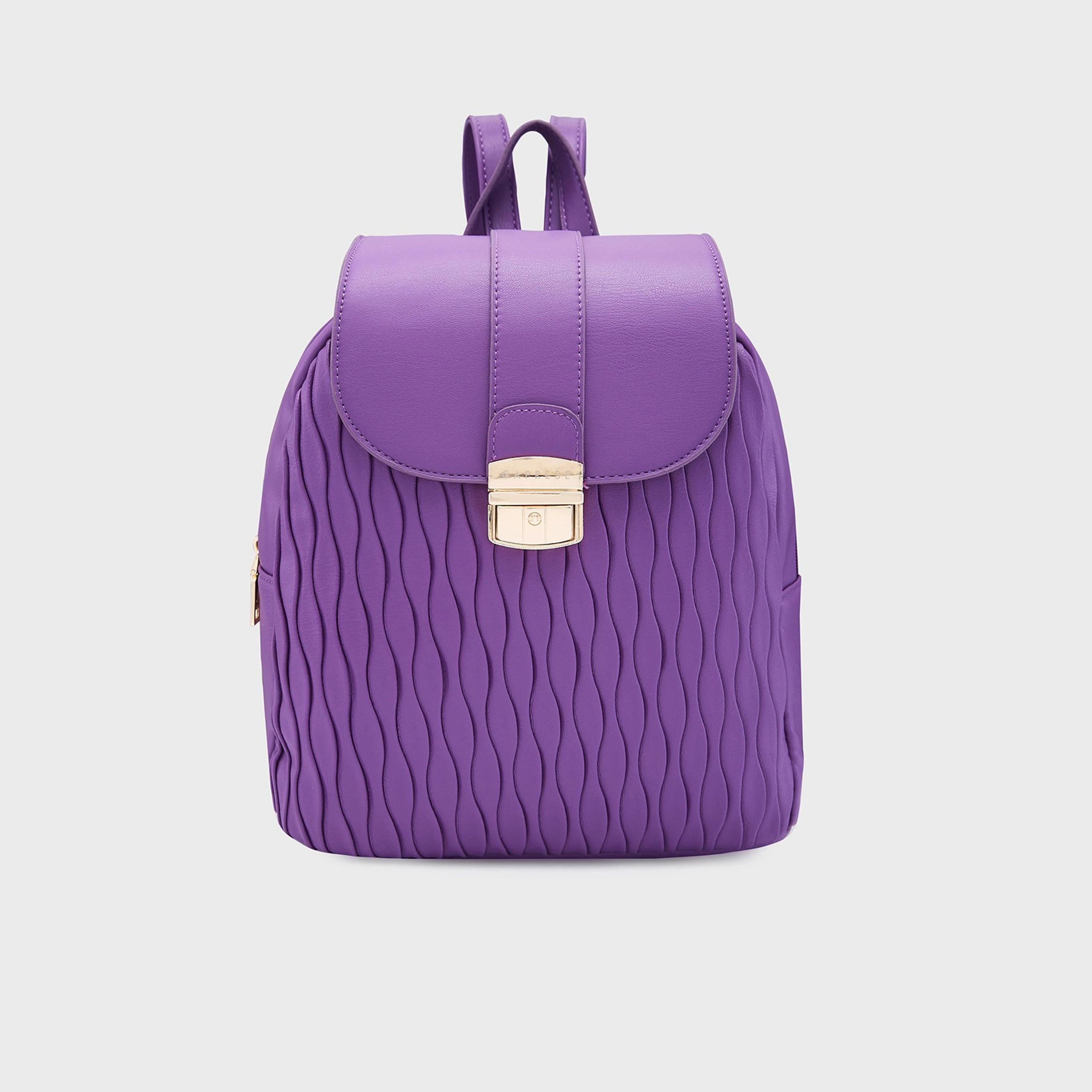 Caprese Textured Top Handle Mini Backpack with Flap Closure and Adjustable Strap | 27 x 12.5 x 29 cm-travel-luggagesandbags-backpacks-image-1