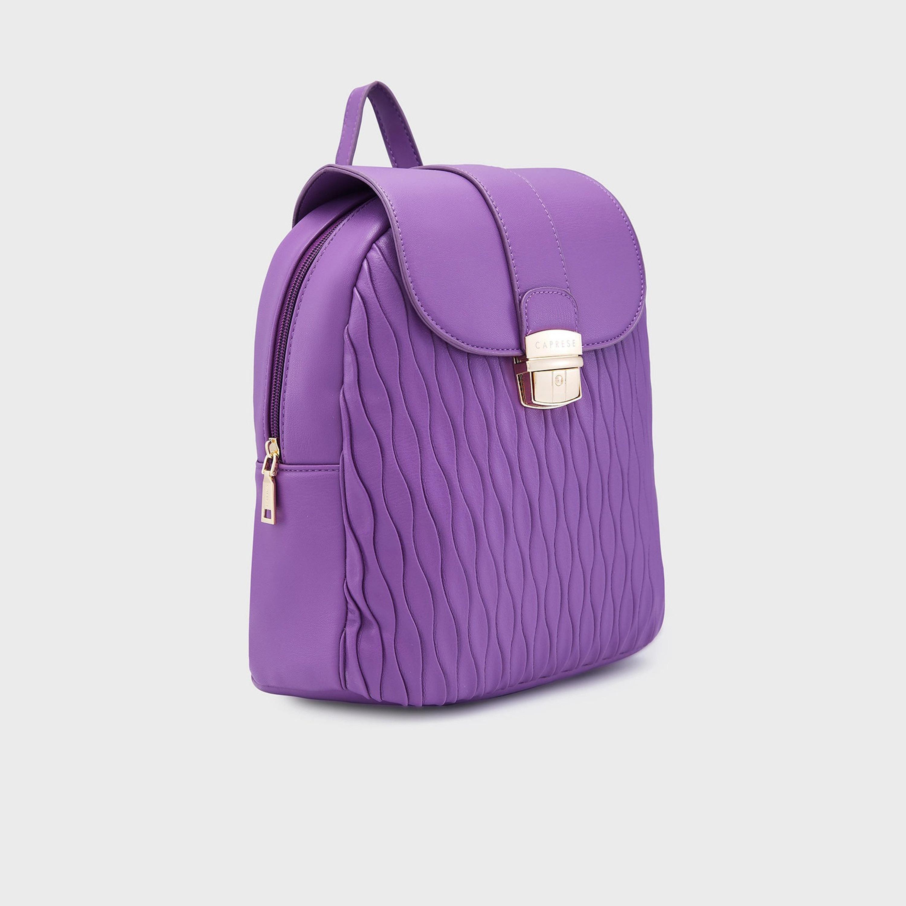 Caprese Textured Top Handle Mini Backpack with Flap Closure and Adjustable Strap | 27 x 12.5 x 29 cm-travel-luggagesandbags-backpacks-image-3