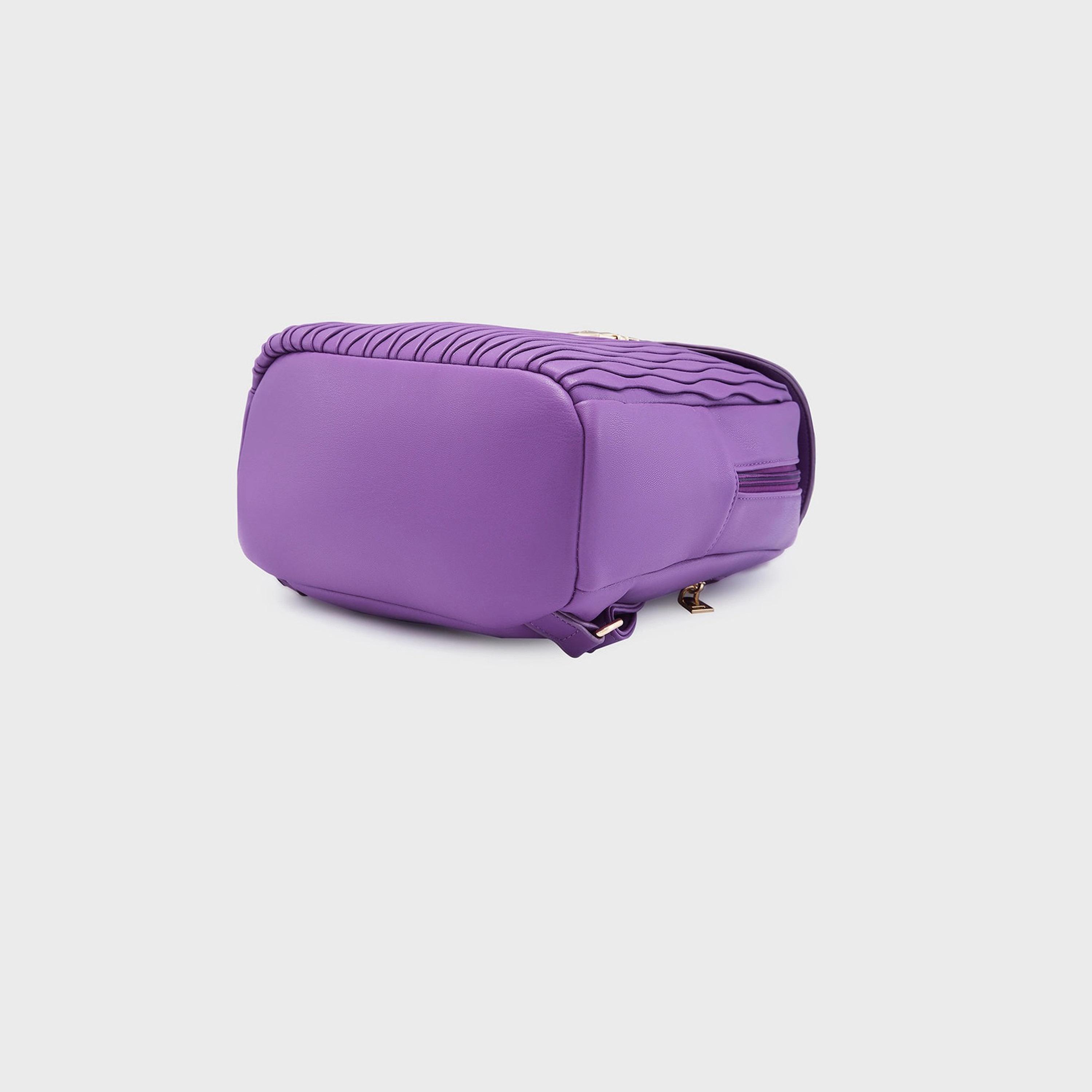 Caprese Textured Top Handle Mini Backpack with Flap Closure and Adjustable Strap | 27 x 12.5 x 29 cm-travel-luggagesandbags-backpacks-image-4