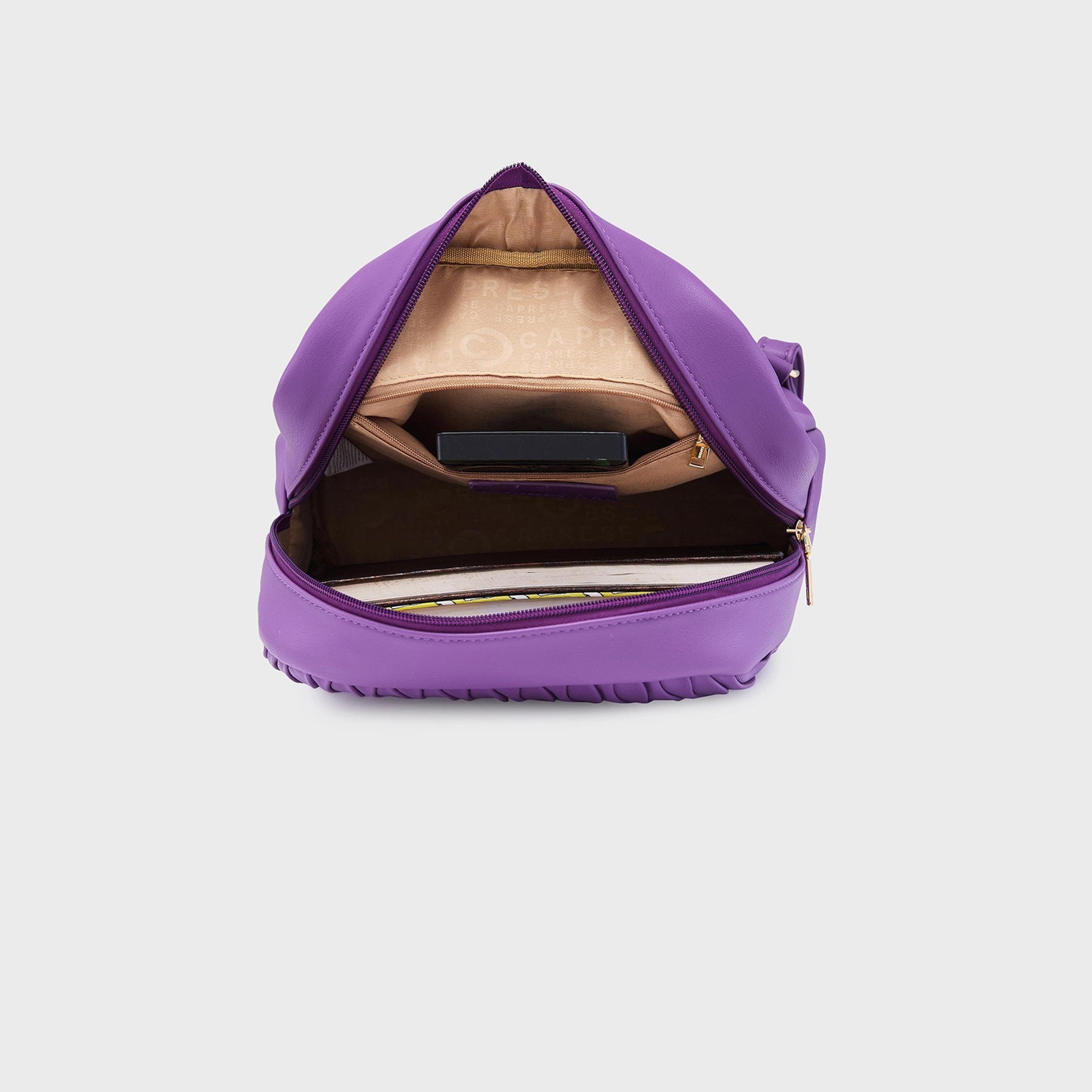 Caprese Textured Top Handle Mini Backpack with Flap Closure and Adjustable Strap | 27 x 12.5 x 29 cm-travel-luggagesandbags-backpacks-image-5