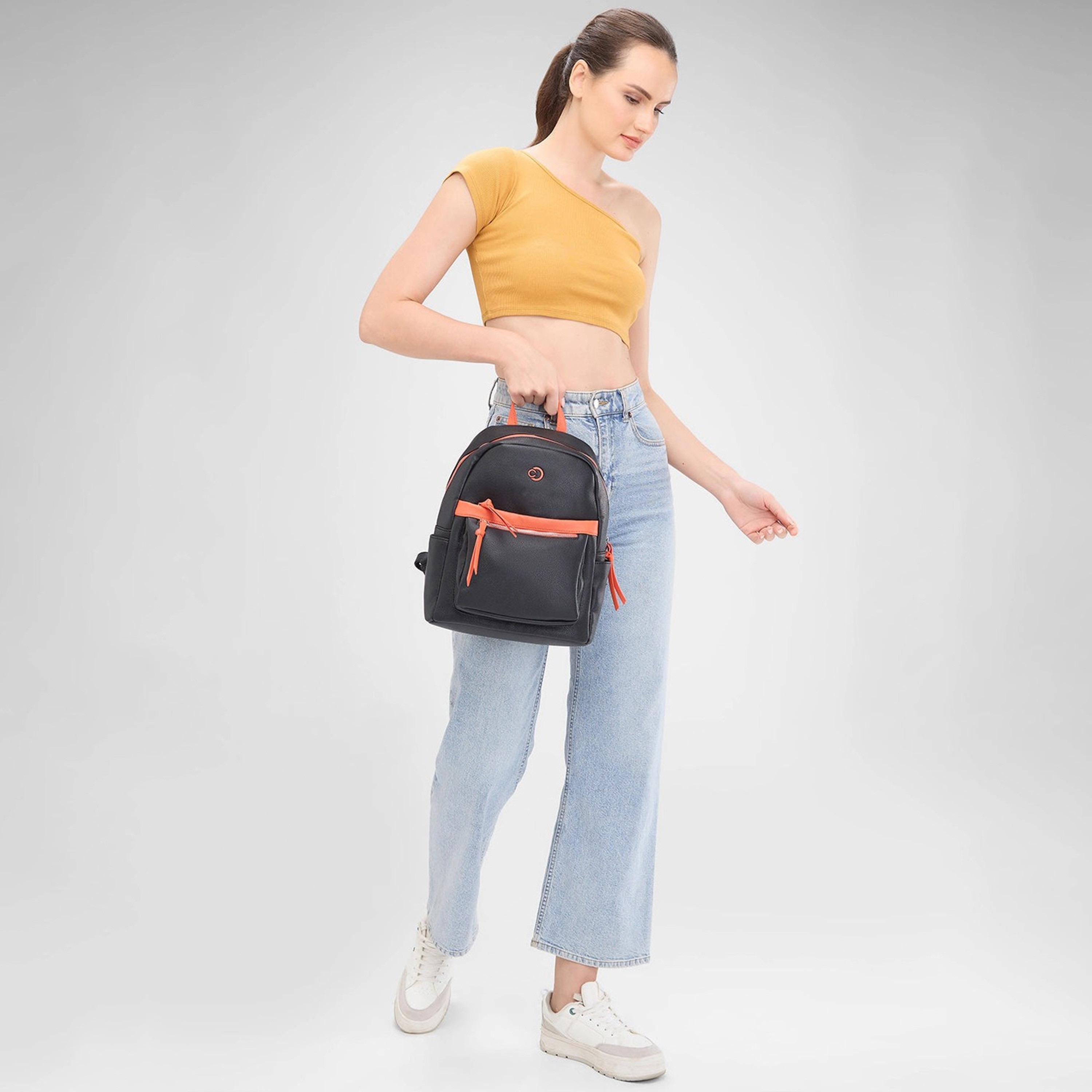 Caprese Top Handle Mini Backpack with Zipper Closure and Adjustable Strap | 28 x 24 x 13 cm-travel-luggagesandbags-backpacks-image-3