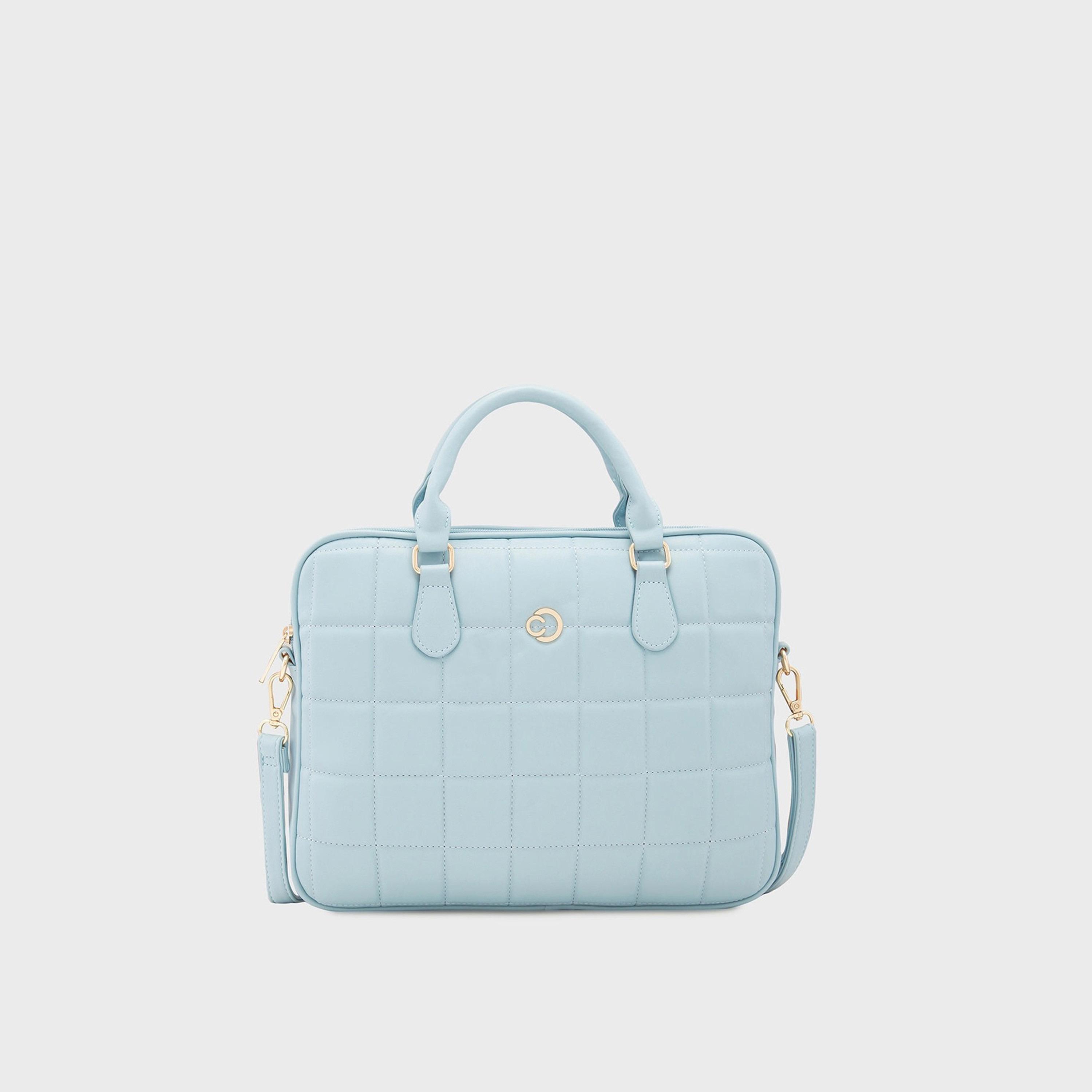 Caprese Quilted Double-Handle Laptop Bag with Zipper Closure and Detachable Strap | 45 x 29 x 14 cm-women-bagsandwallets-handbags-image-1