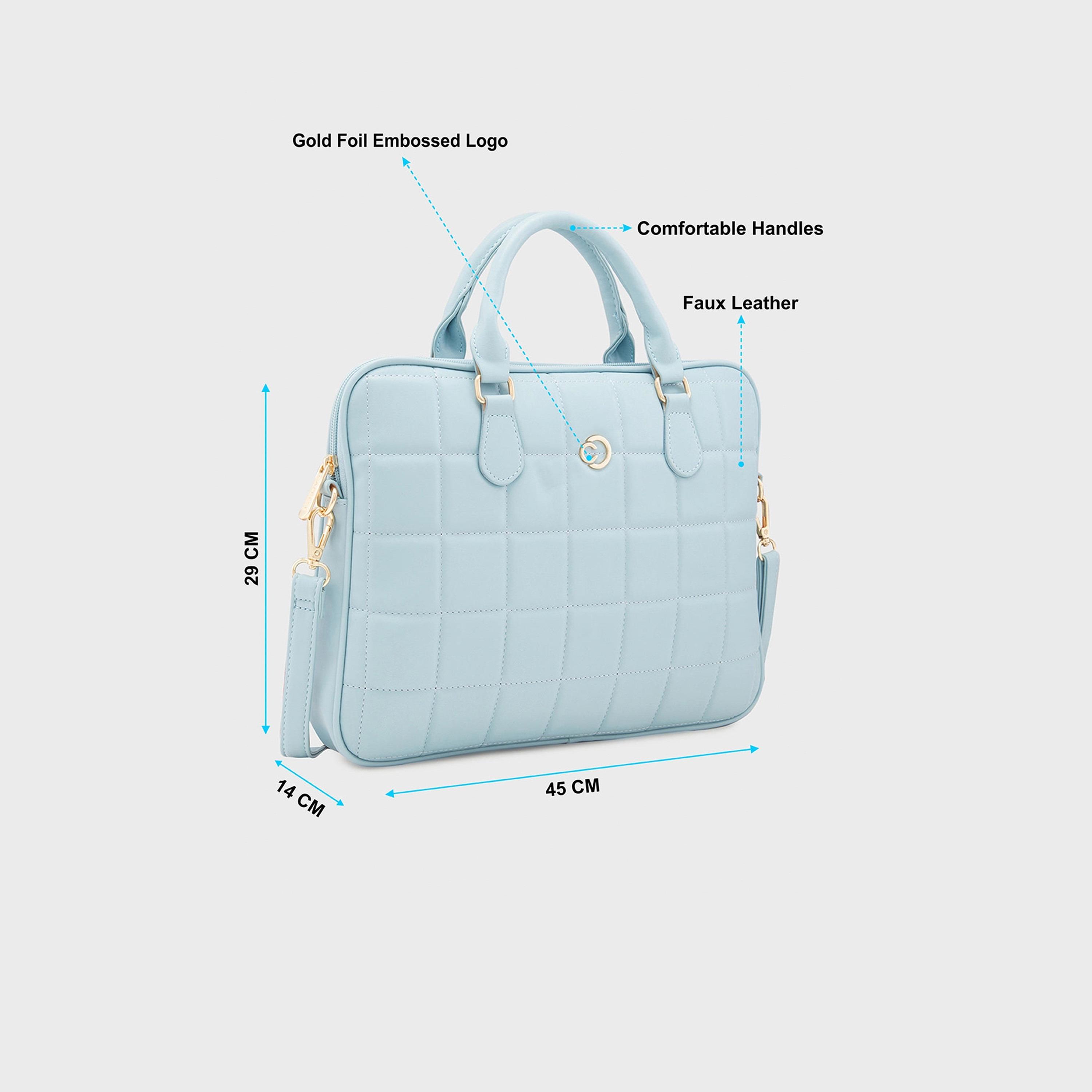Caprese Quilted Double-Handle Laptop Bag with Zipper Closure and Detachable Strap | 45 x 29 x 14 cm-women-bagsandwallets-handbags-image-5